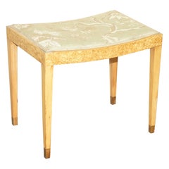 Antique Art Deco Burr Maple Wood Occasional Dressing Table Stool Part of Suite
