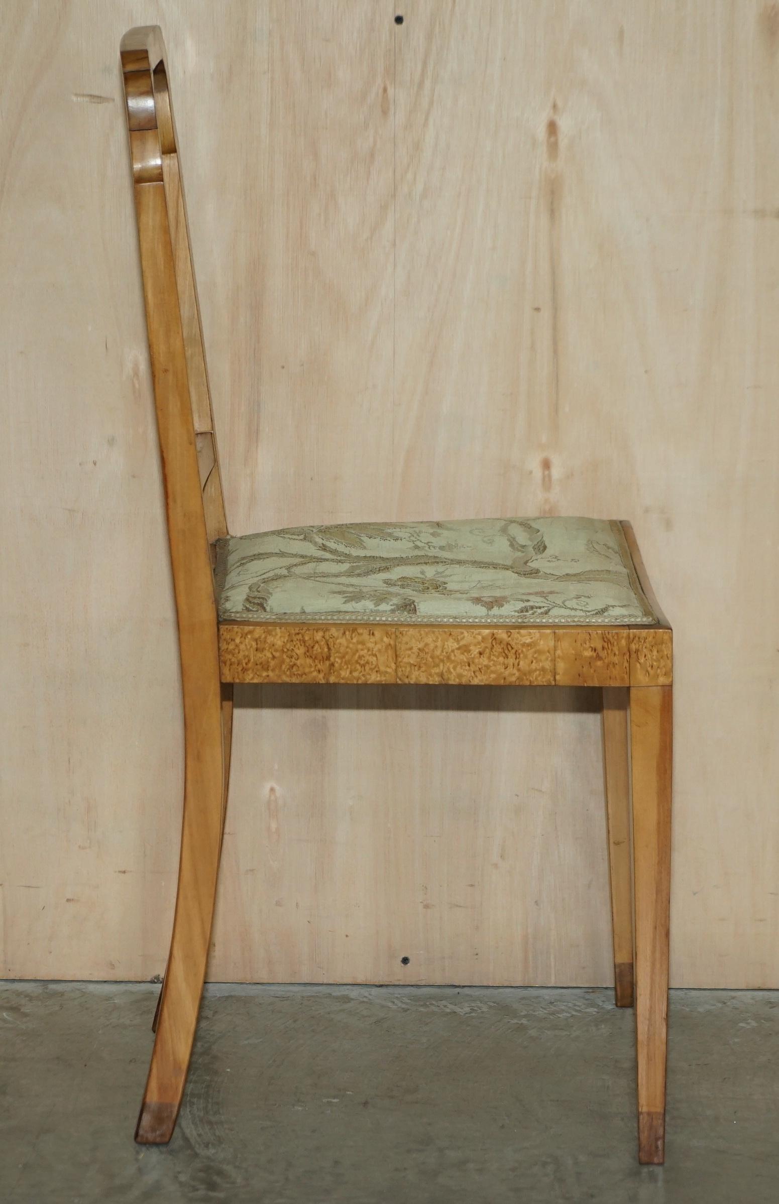 Antique Art Deco Burr Maple Wood Occasional Side Bedroom Chair Part of Suite For Sale 9