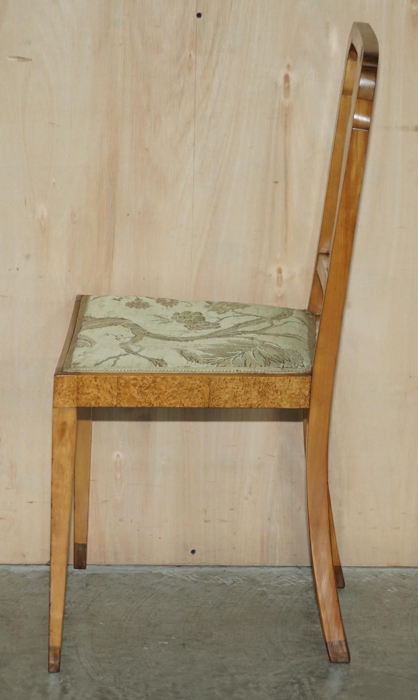 Antique Art Deco Burr Maple Wood Occasional Side Bedroom Chair Part of Suite For Sale 11