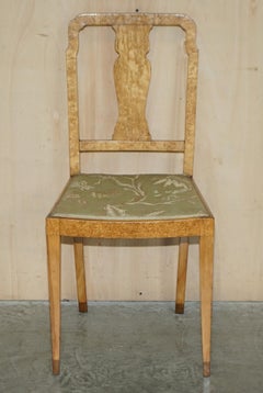 Antique Art Deco Burr Maple Wood Occasional Side Bedroom Chair Part of Suite