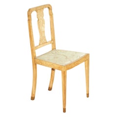 Antique Art Deco Burr Maple Wood Occasional Side Bedroom Chair Part of Suite