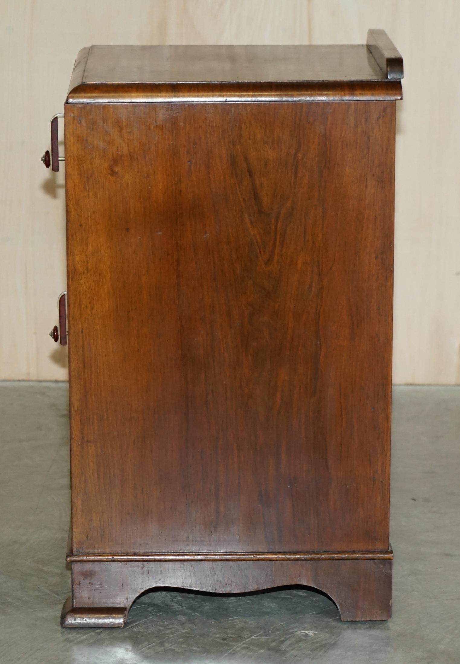 Antique Art Deco Burr Walnut Bedside Table with Single Drawer Part of Suite 4