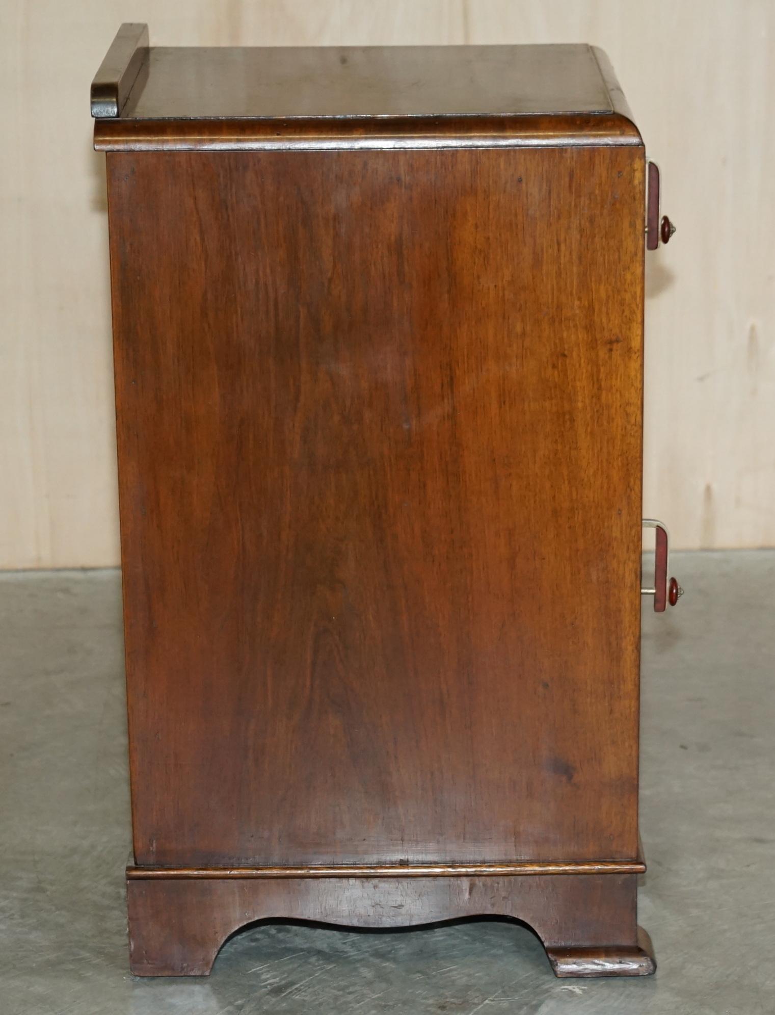 Antique Art Deco Burr Walnut Bedside Table with Single Drawer Part of Suite 3