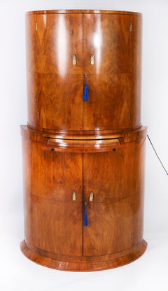 Antique Art Deco Burr Walnut Cocktail Cabinet by Hille C1920