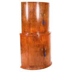 Antique Art Deco Burr Walnut Cocktail Cabinet by Hille C1920
