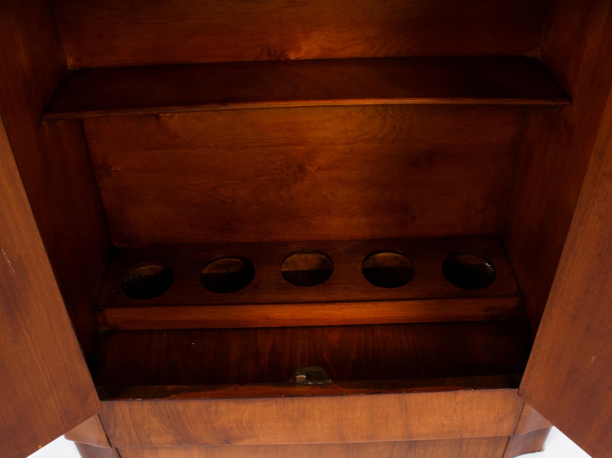 Antique Art Deco Burr Walnut Cocktail Cabinet Dry Bar & Glassware, 1920s 9