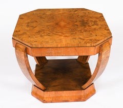 Antique Art Deco Burr Walnut Coffee Table 20th Century