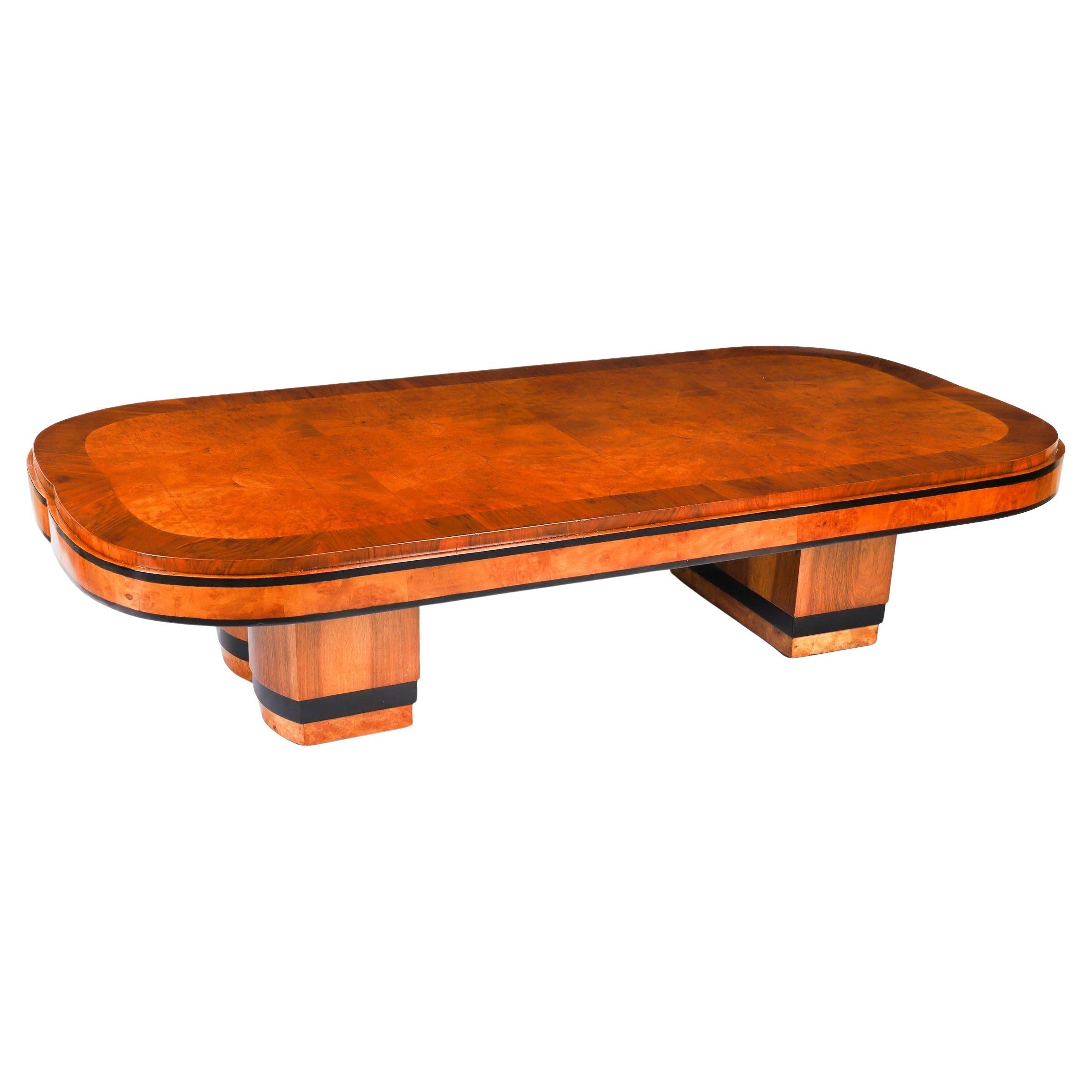 Antique Art Deco Burr Walnut Coffee Table Circa 1920