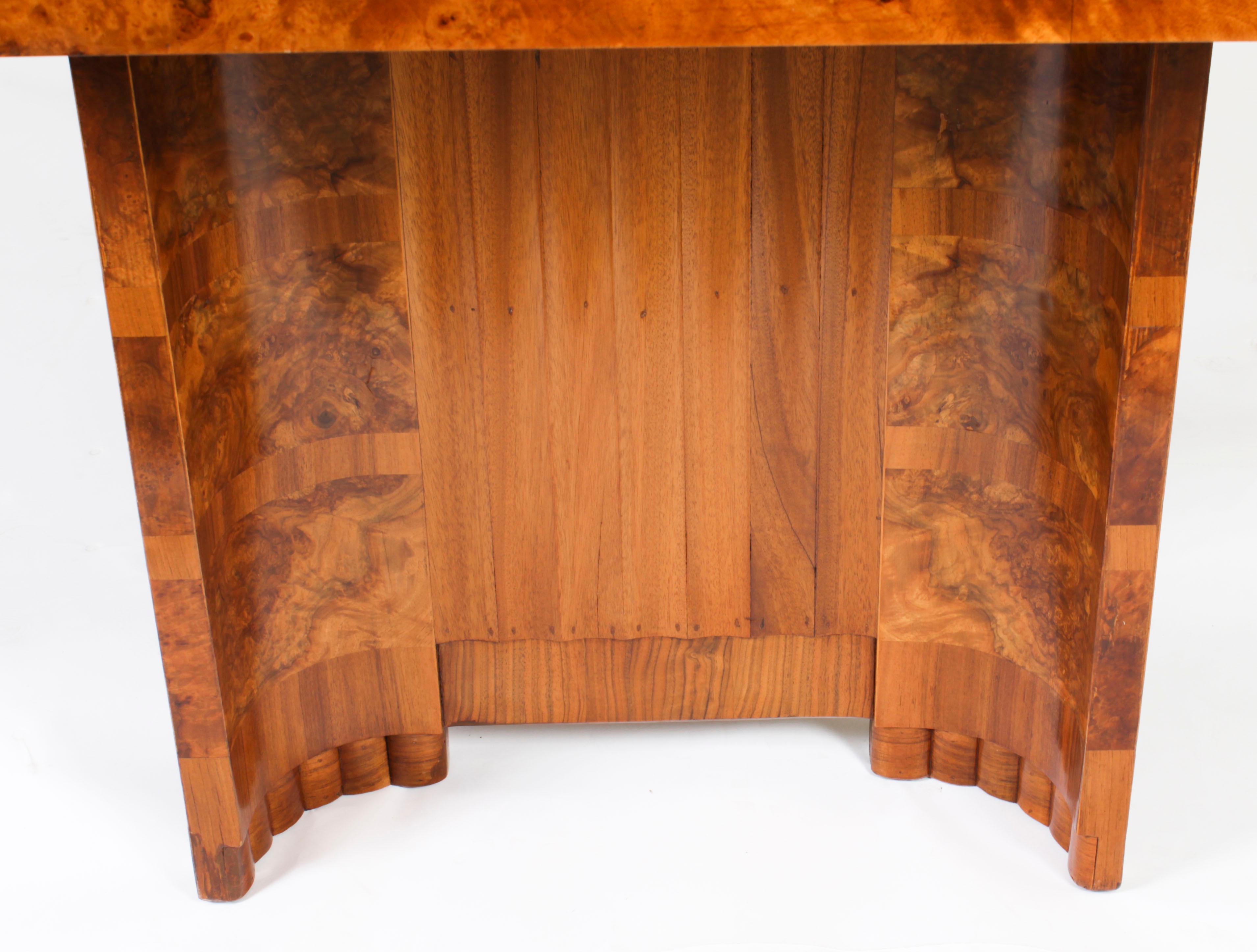 Antique Art Deco Burr Walnut Dining Table 1920s 10