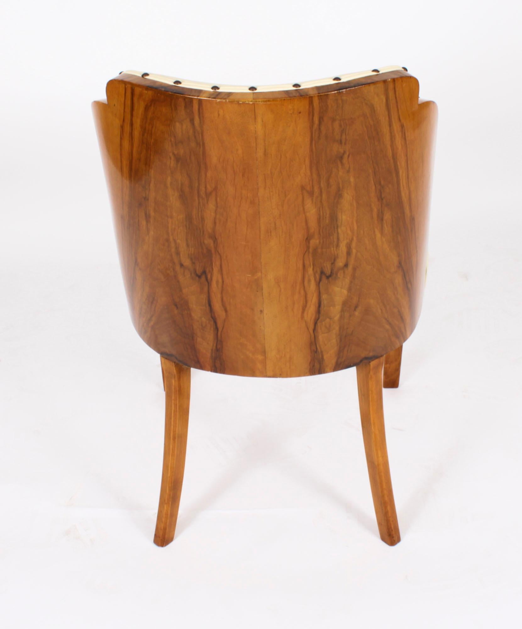 Antique Art Deco Burr Walnut Dining Table & 8 Cloud Back Chairs C1920 For Sale 14