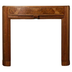 Antique Art Deco Burr Walnut Fire Mantel