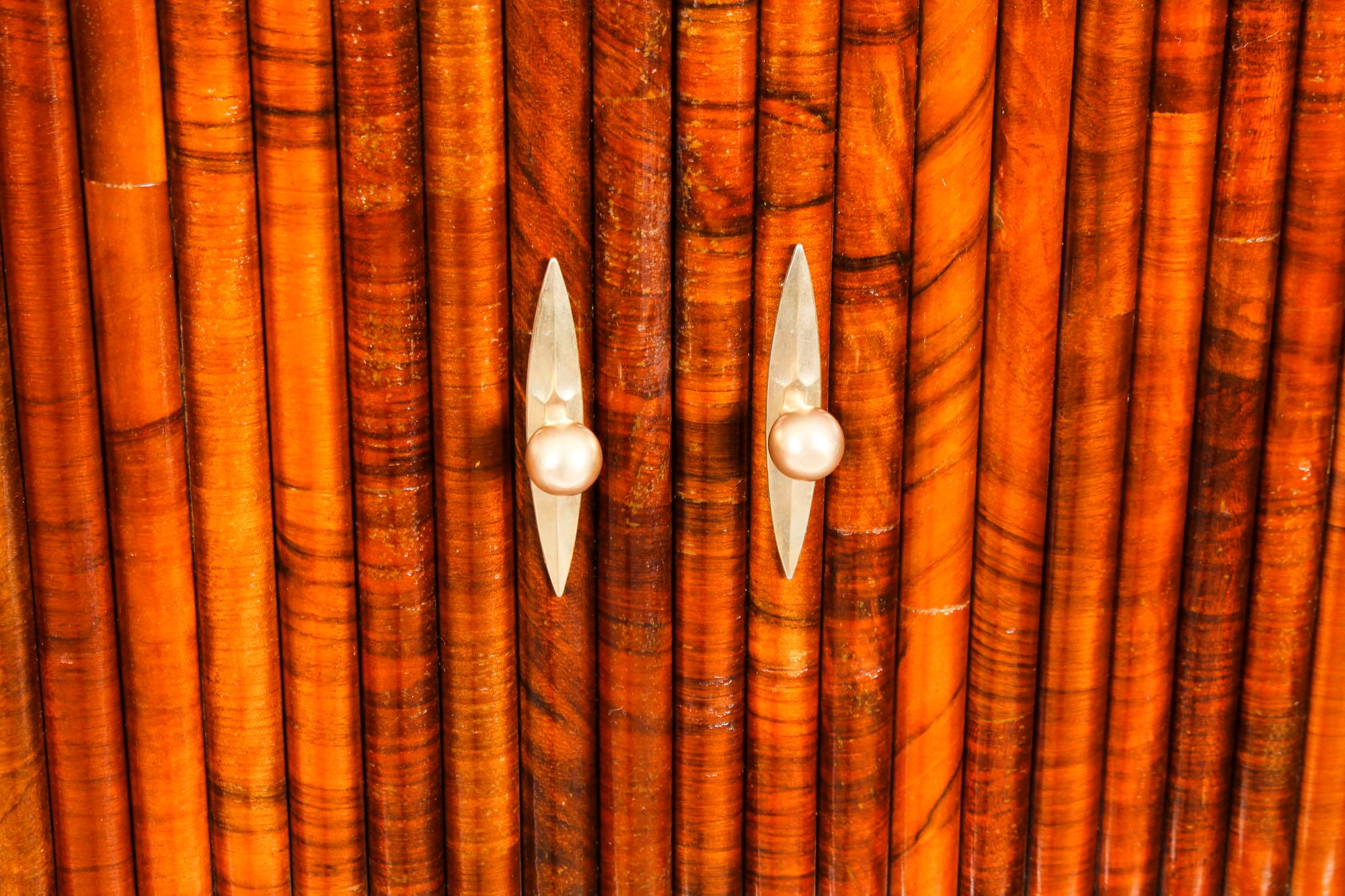 Ancien bar sec Art Déco en ronce de noyer pour cocktails en demi-lune:: années 30 3