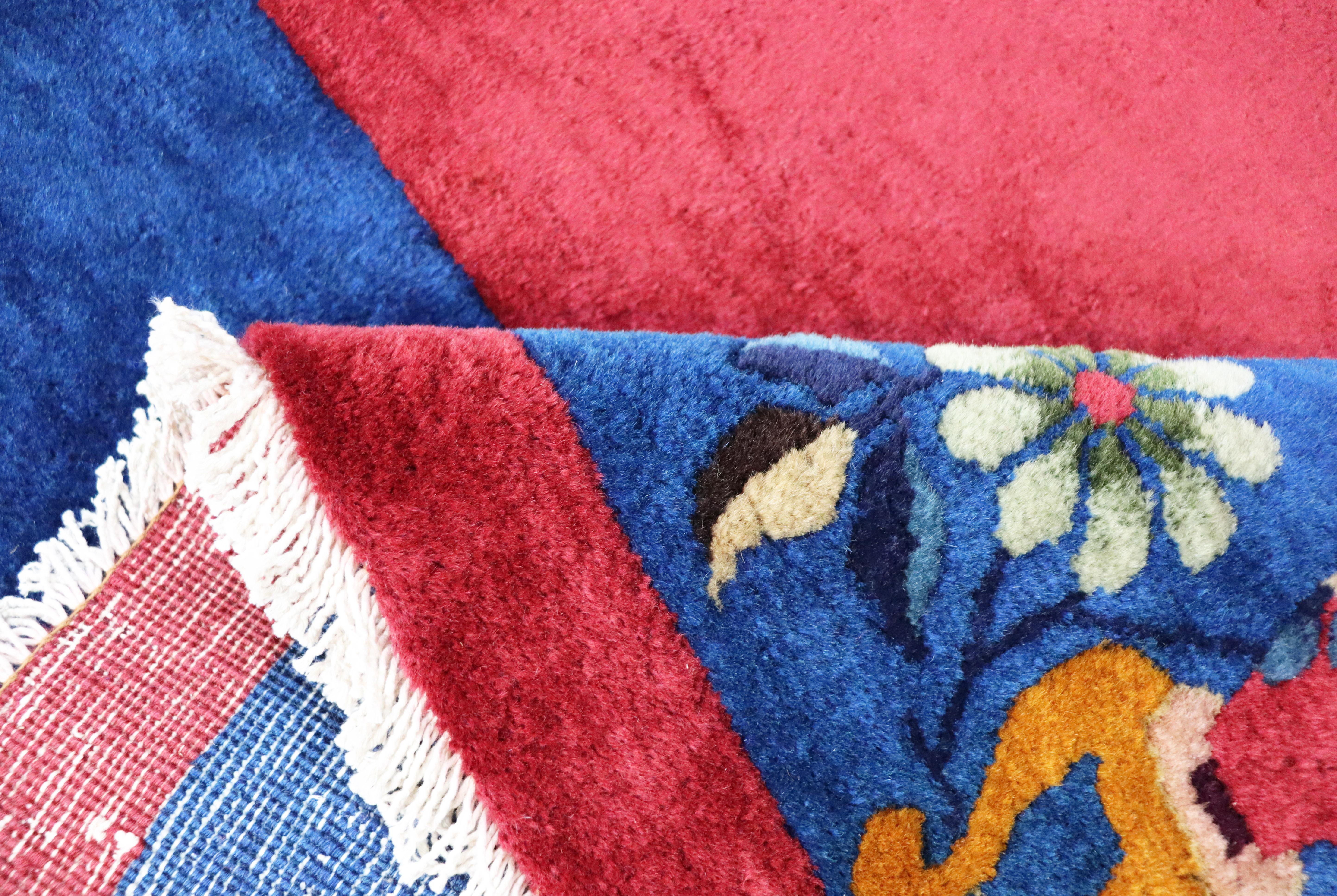Chinese Antique Art Deco Carpet, Amazing Colors, 8'10