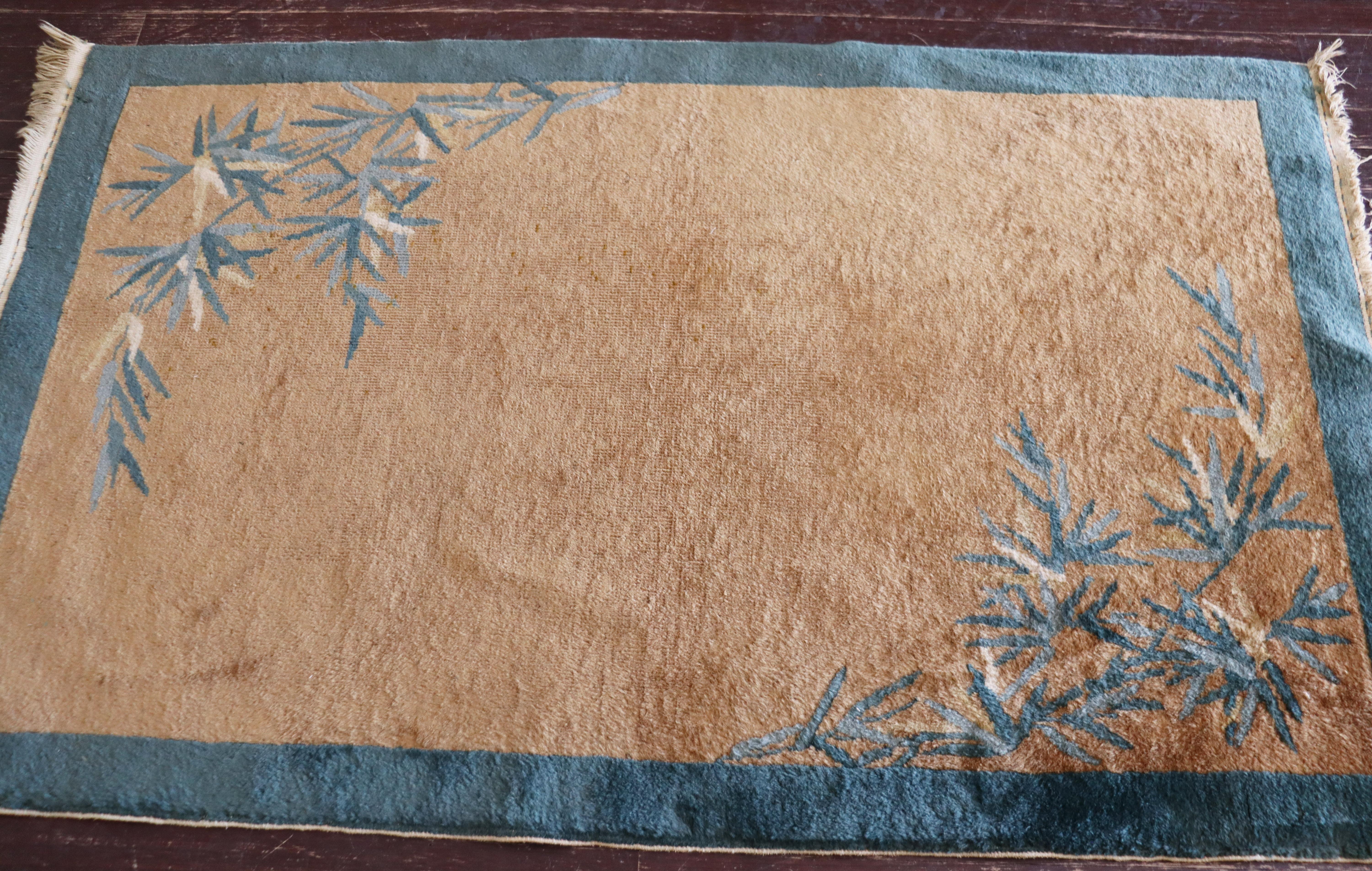 Hand-Knotted Antique Art Deco Carpet, Bamboo Tree