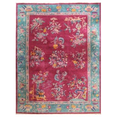 Antique Art Deco Carpet, Chinese Motives