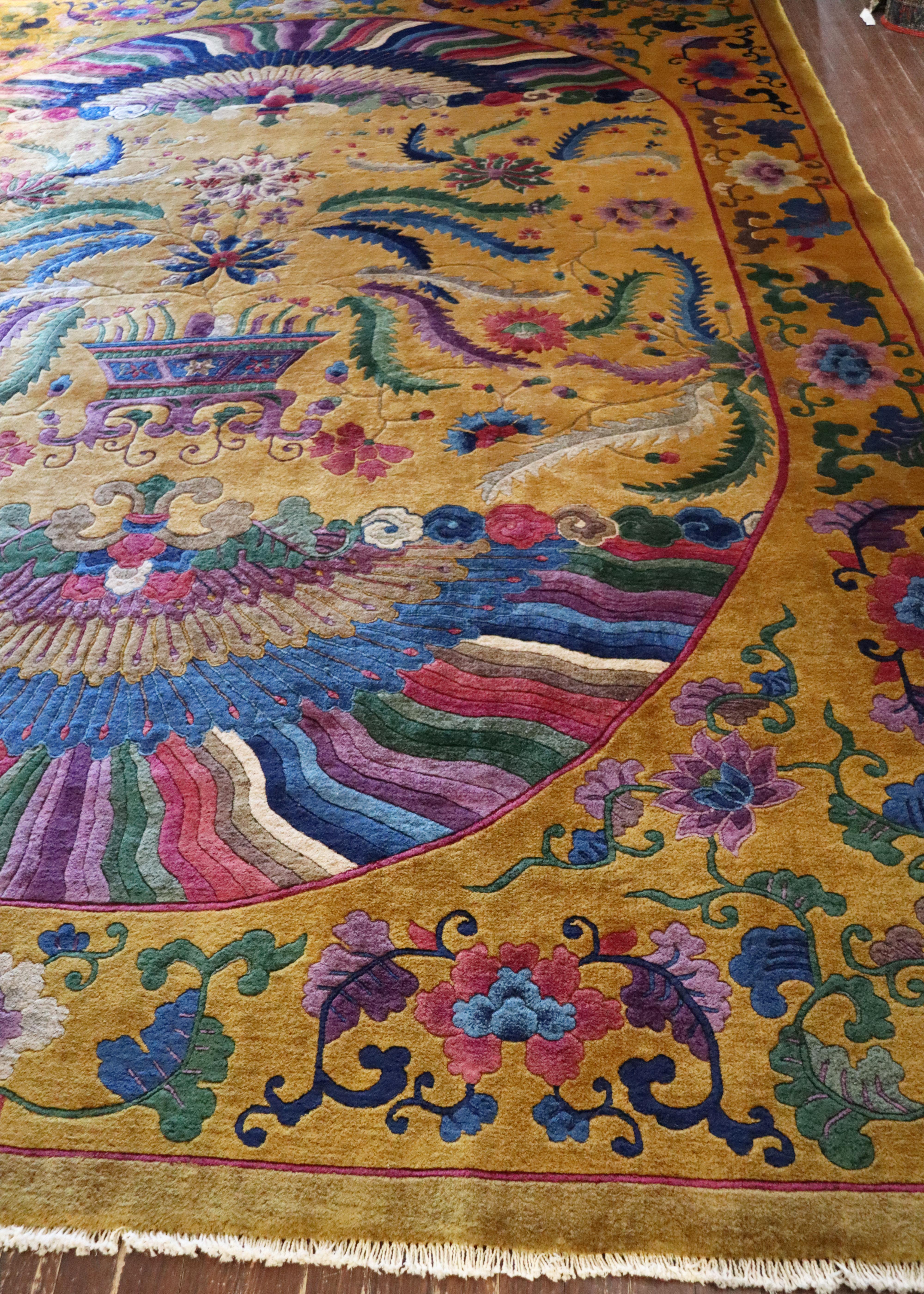 Chinese Antique Art Deco Carpet, Imperial Dynasty Rug, 8'10