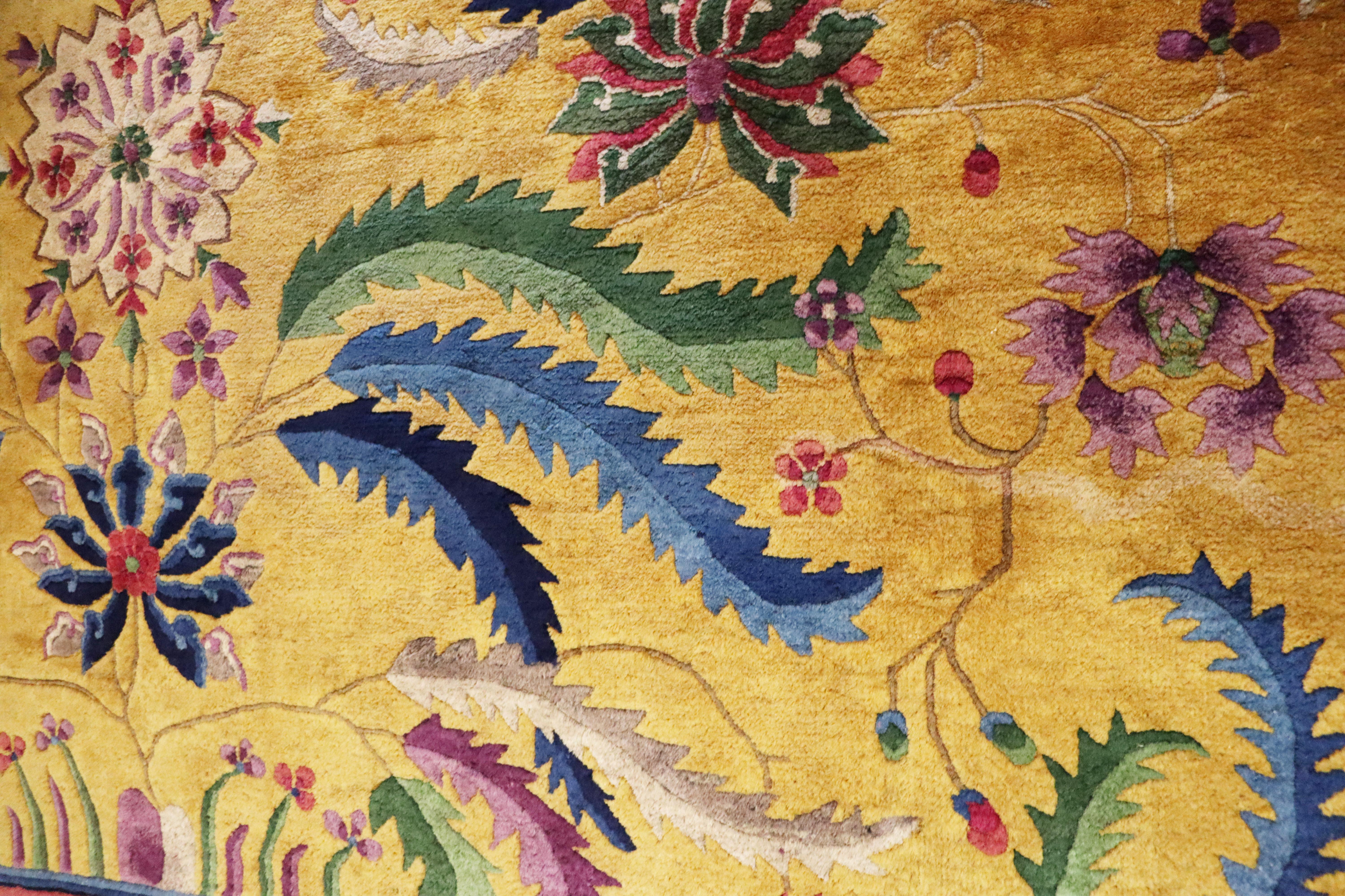 Wool Antique Art Deco Carpet, Imperial Dynasty Rug, 8'10