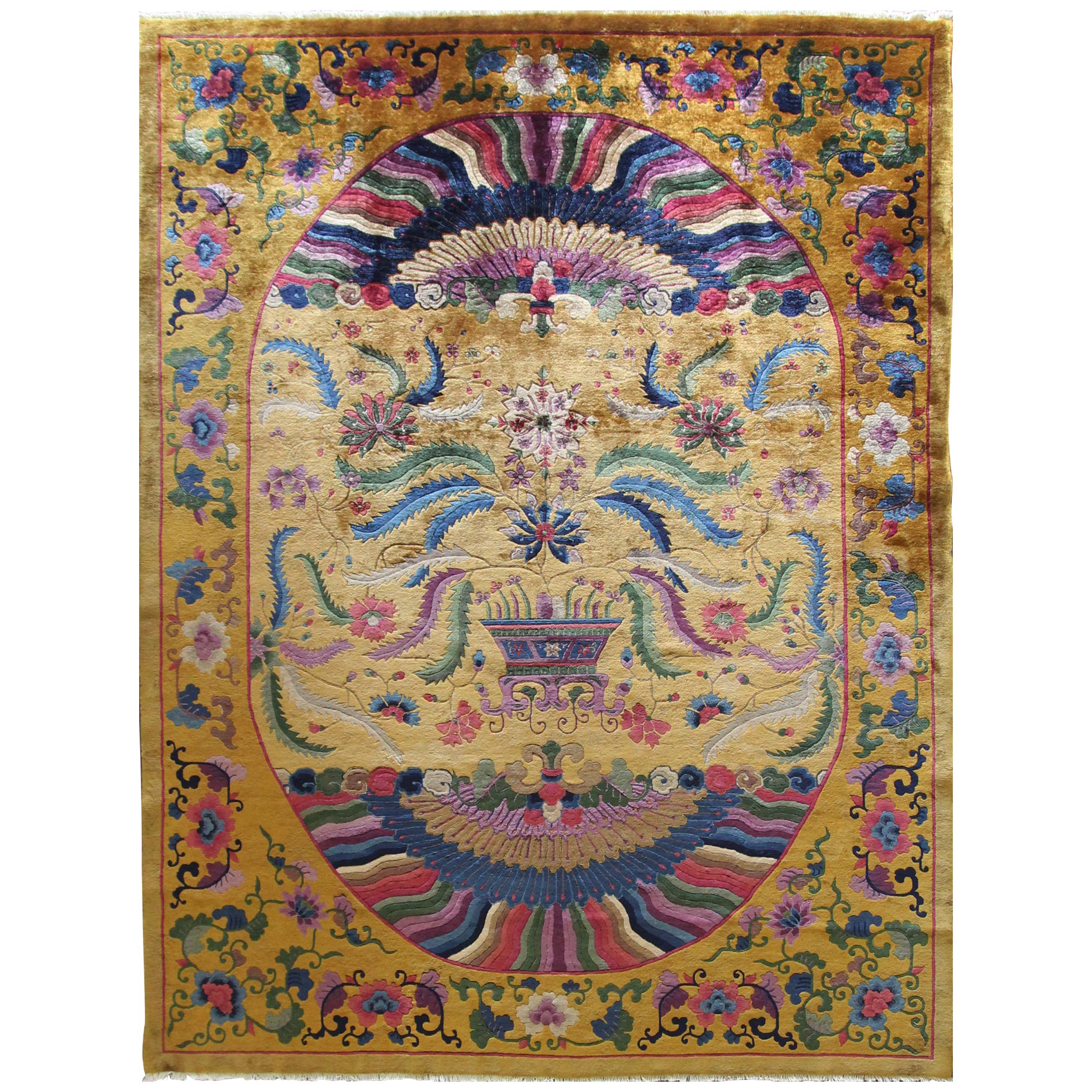 Antique Art Deco Carpet, Imperial Dynasty Rug, 8'10" x 11'7" For Sale