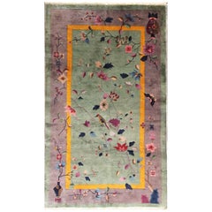 Antique Art Deco Carpet, Lonely Bird