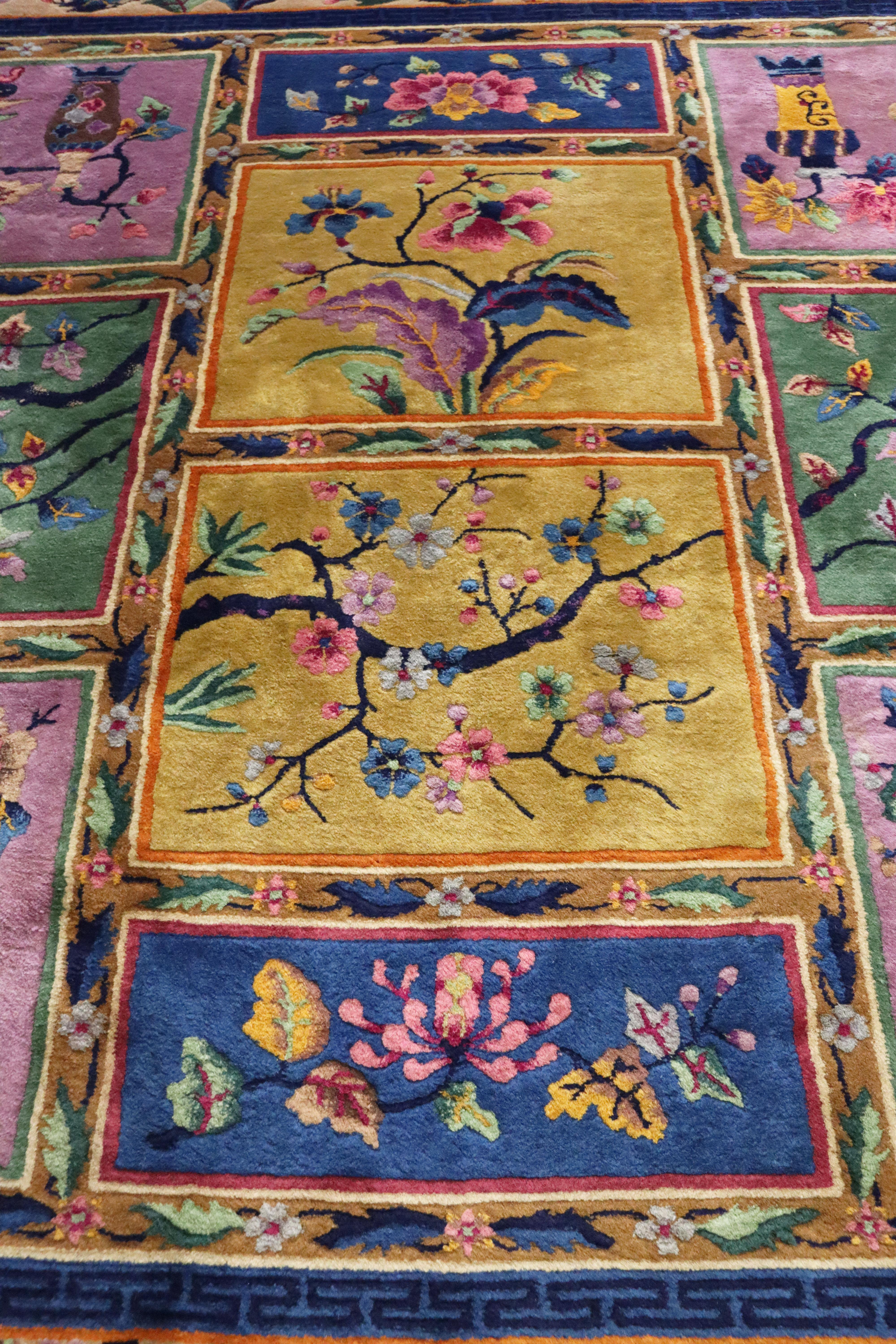 Antique Art Deco Chinese carpet, Most Unusual, 8' x 9'9