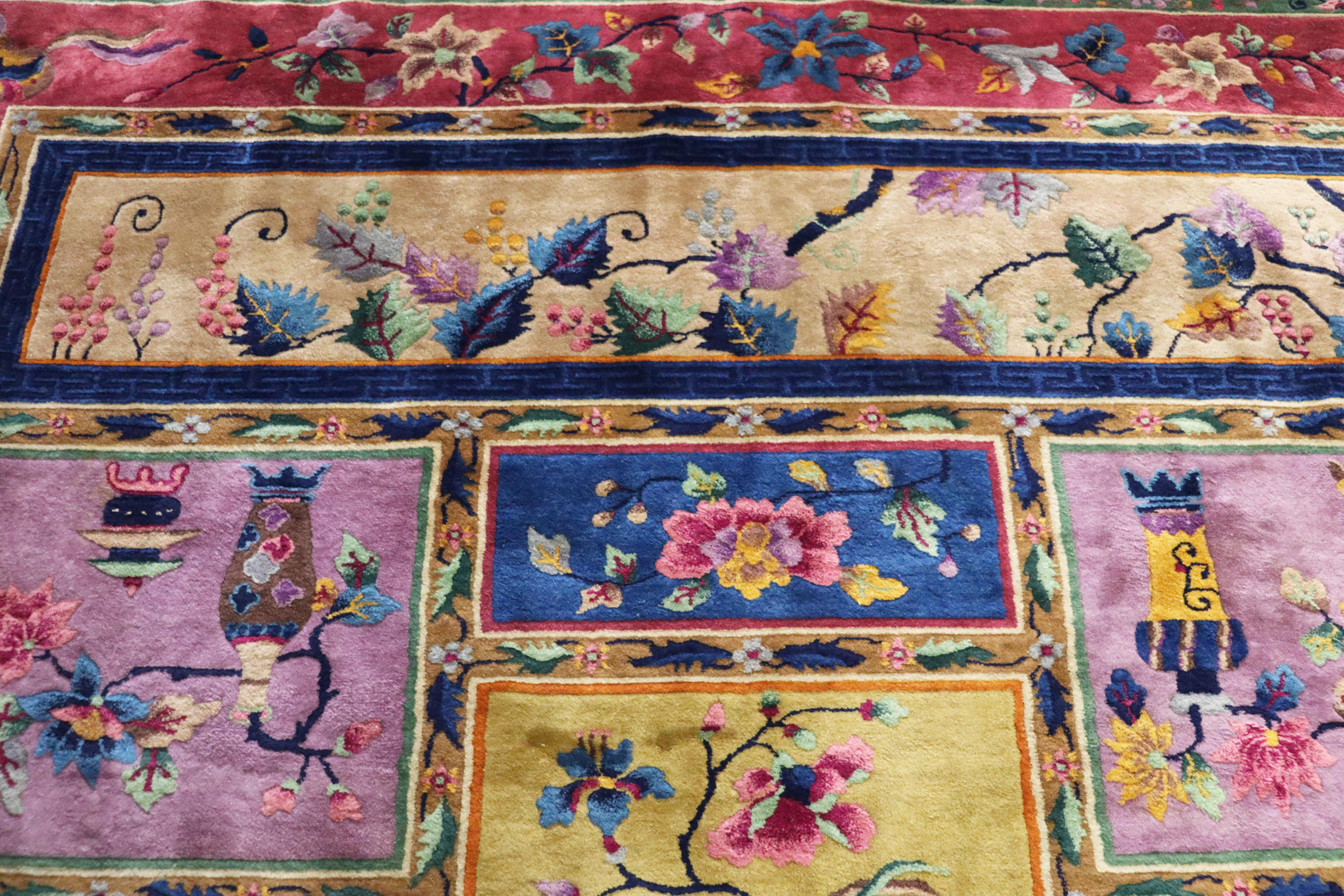 Antique Art Deco Chinese carpet, Most Unusual, 8' x 9'9