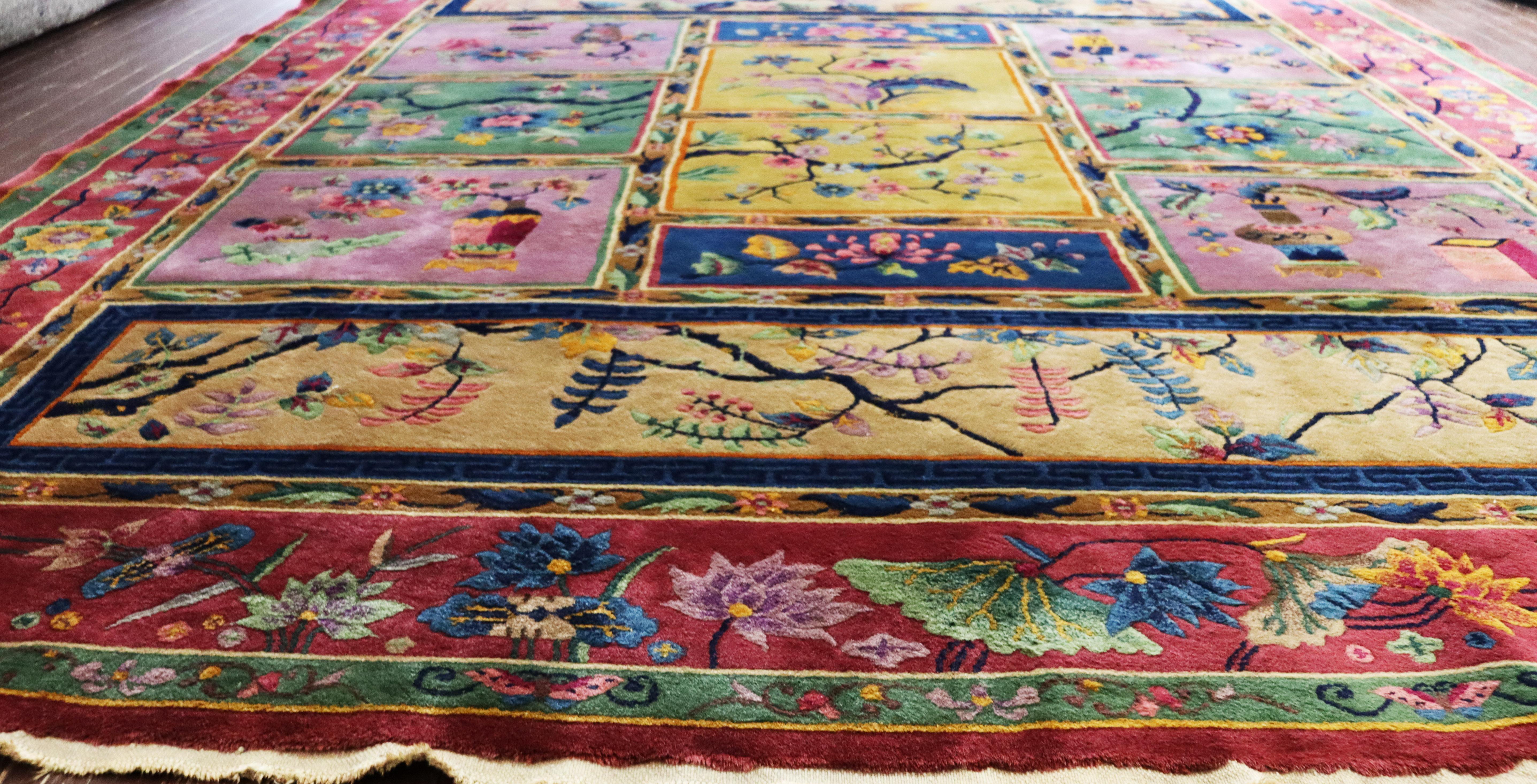 20th Century Antique Art Deco Chinese carpet, Most Unusual, 8' x 9'9