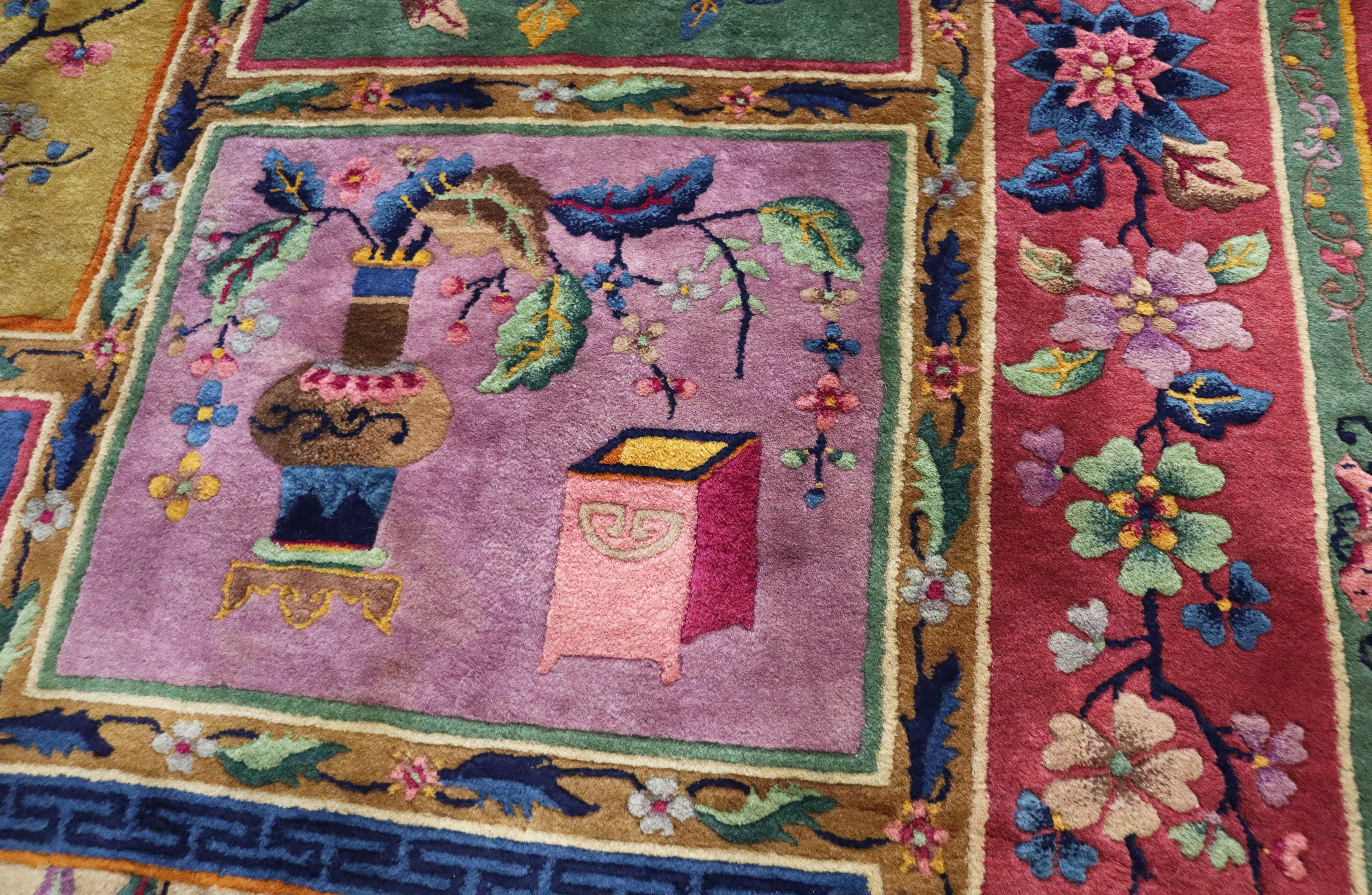 Antiker Art-déco-Teppich, sehr ungewöhnlich (Wolle) im Angebot