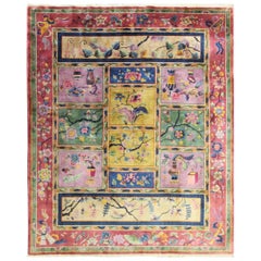 Antique Art Deco Chinese carpet, Most Unusual, 8
 x 9
9"