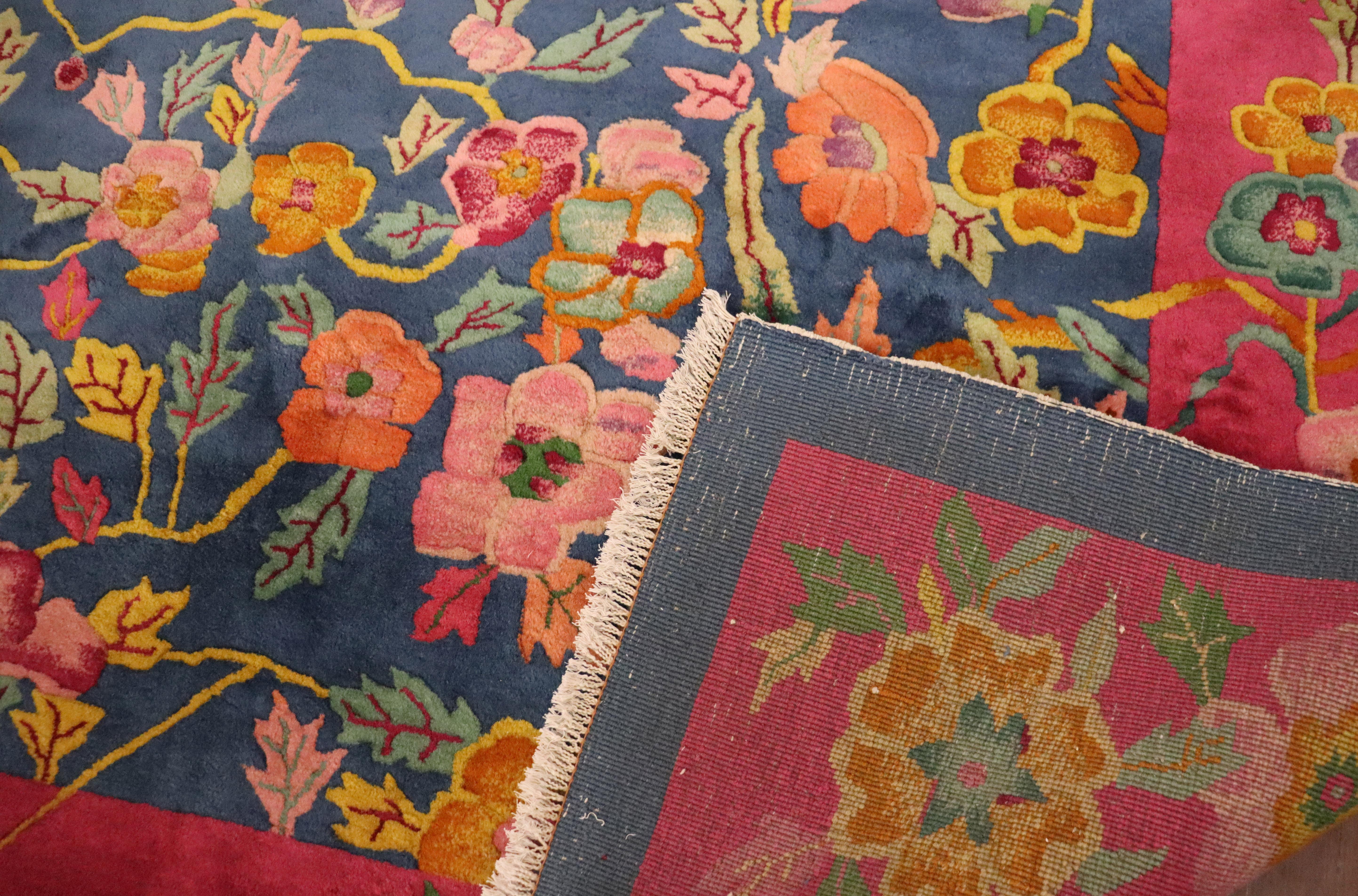 Antique Art Deco Carpet, The happy World, 8'8