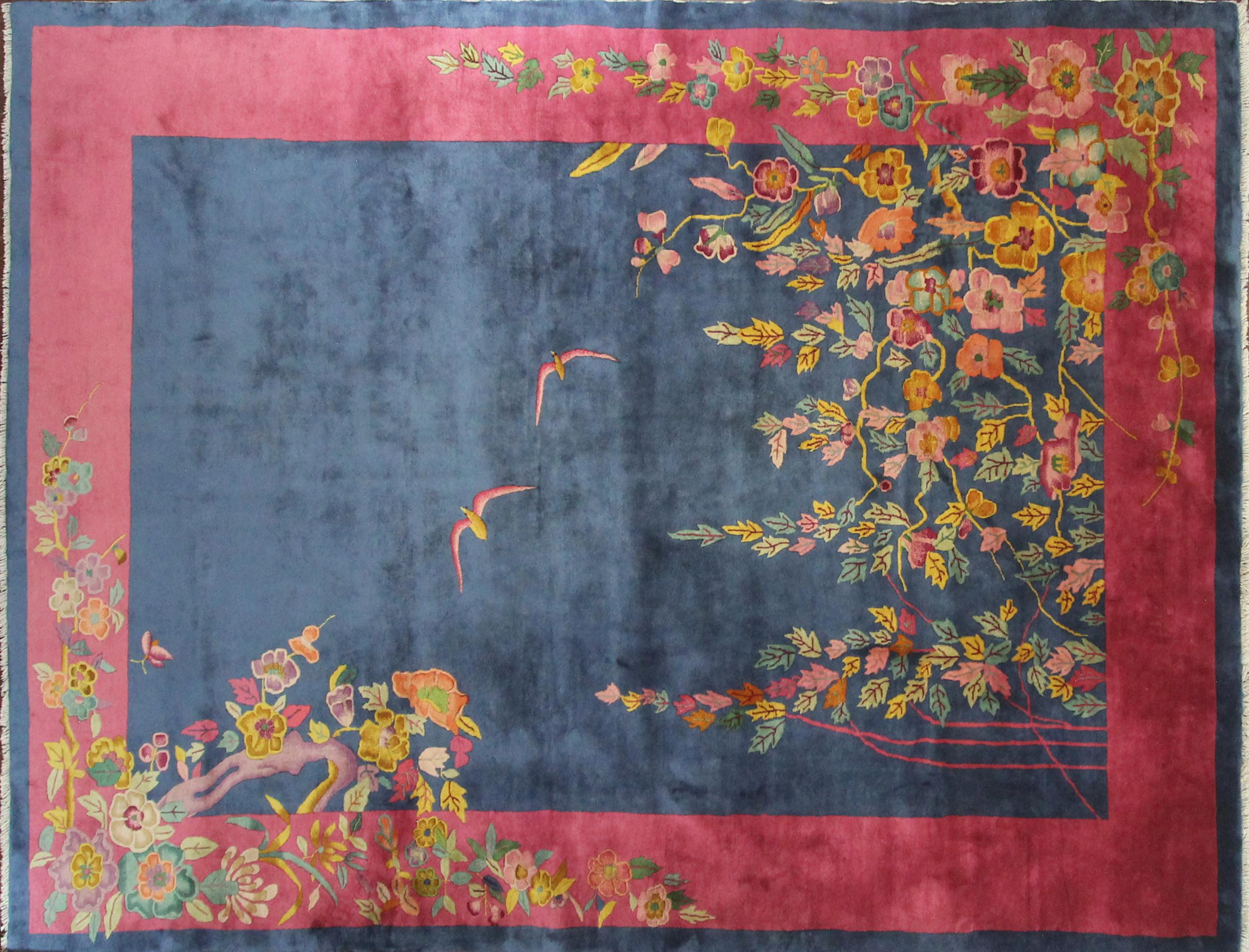 Chinese Antique Art Deco Carpet, The happy World, 8'8