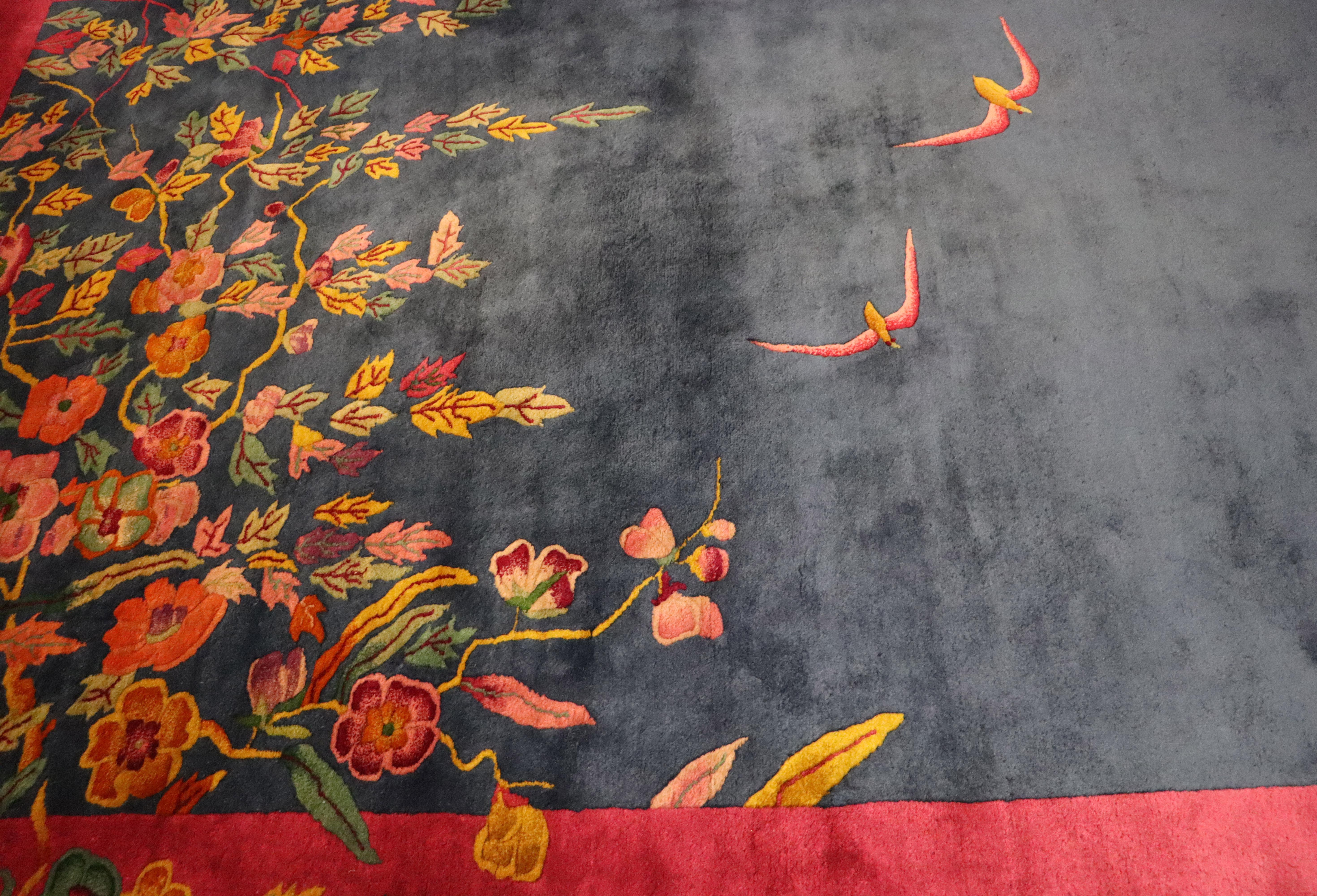 Antique Art Deco Carpet, The happy World, 8'8