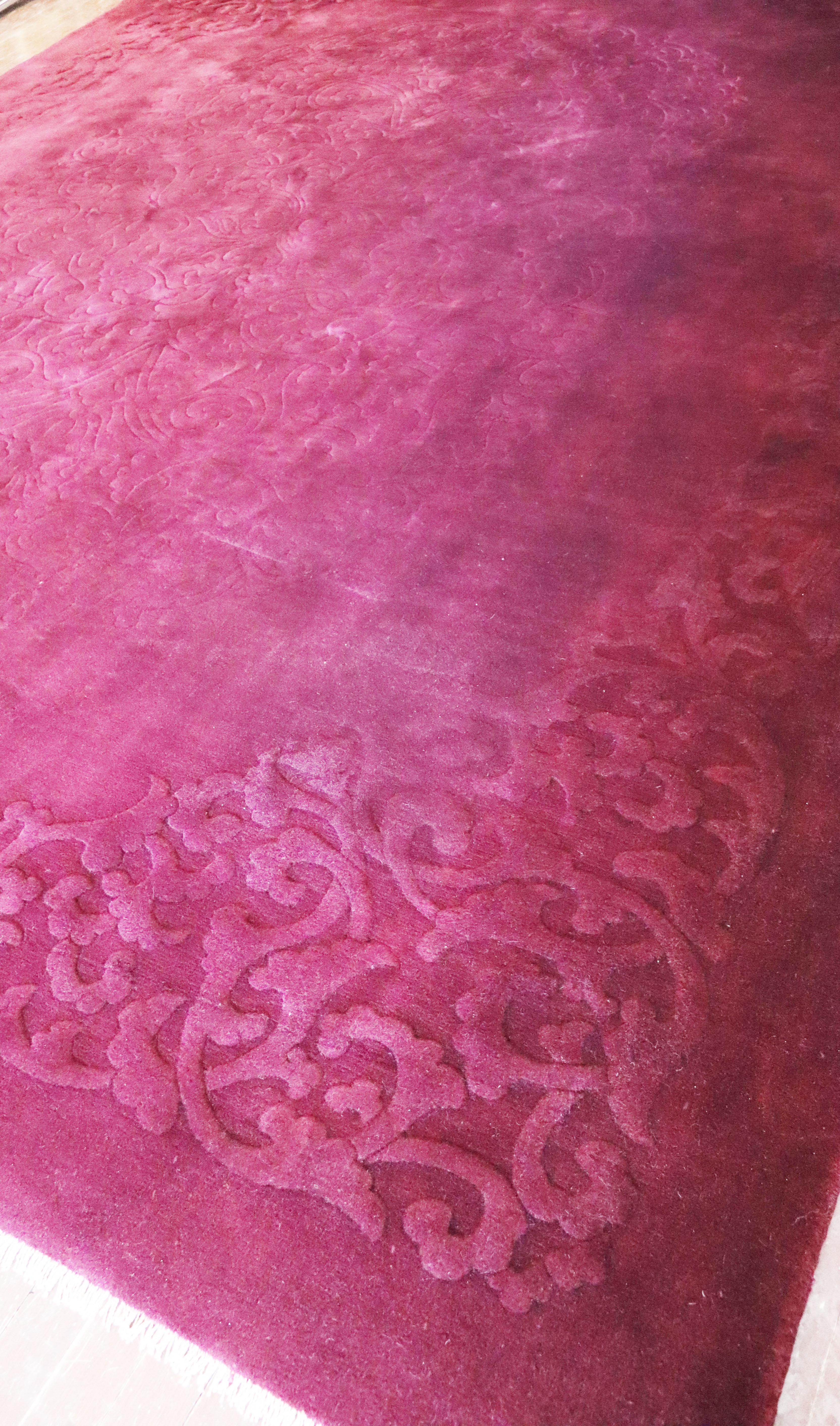 Chinese Antique Art Deco Carpet, Solid Light Purple, 8'9