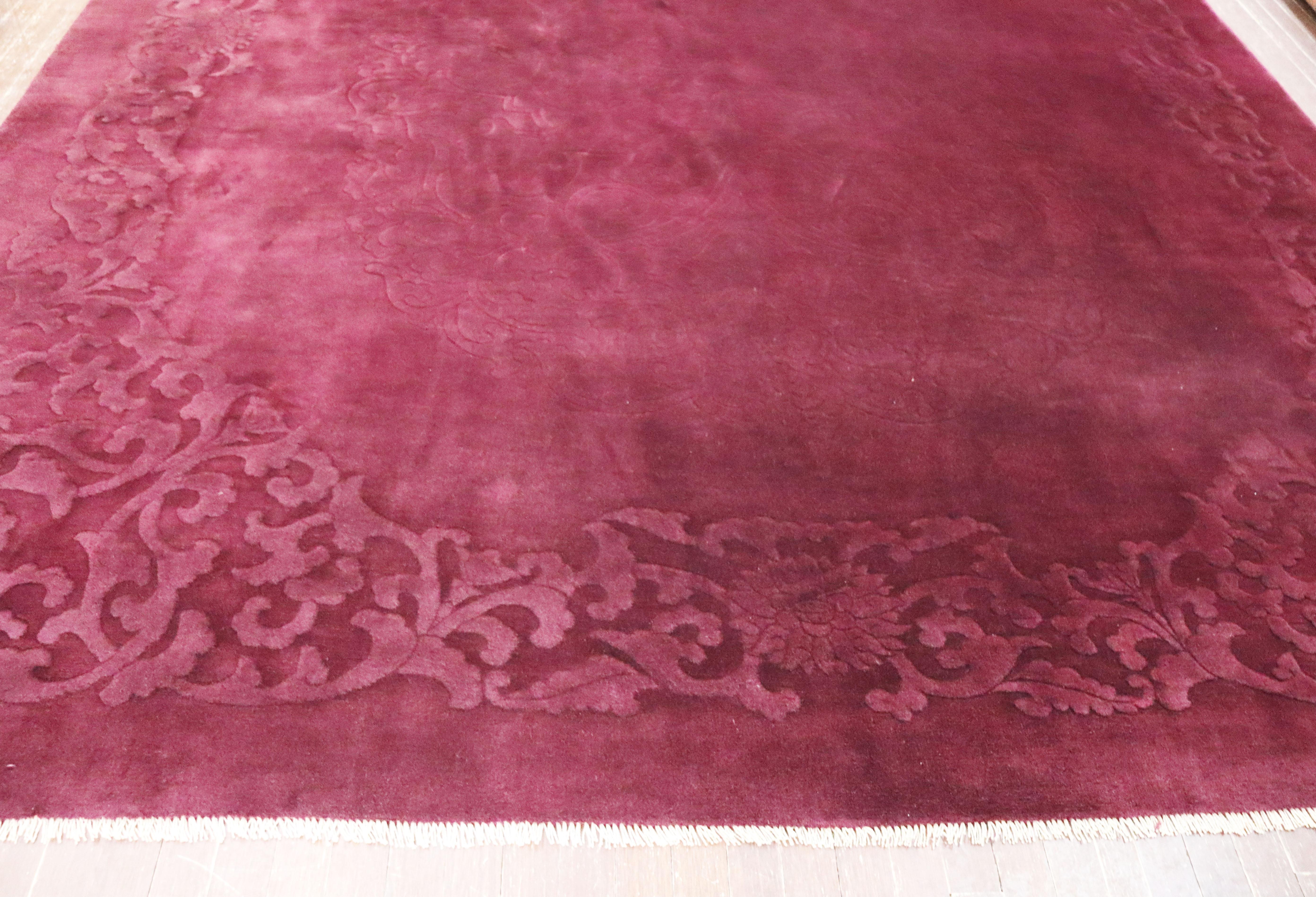Hand-Knotted Antique Art Deco Carpet, Solid Light Purple, 8'9