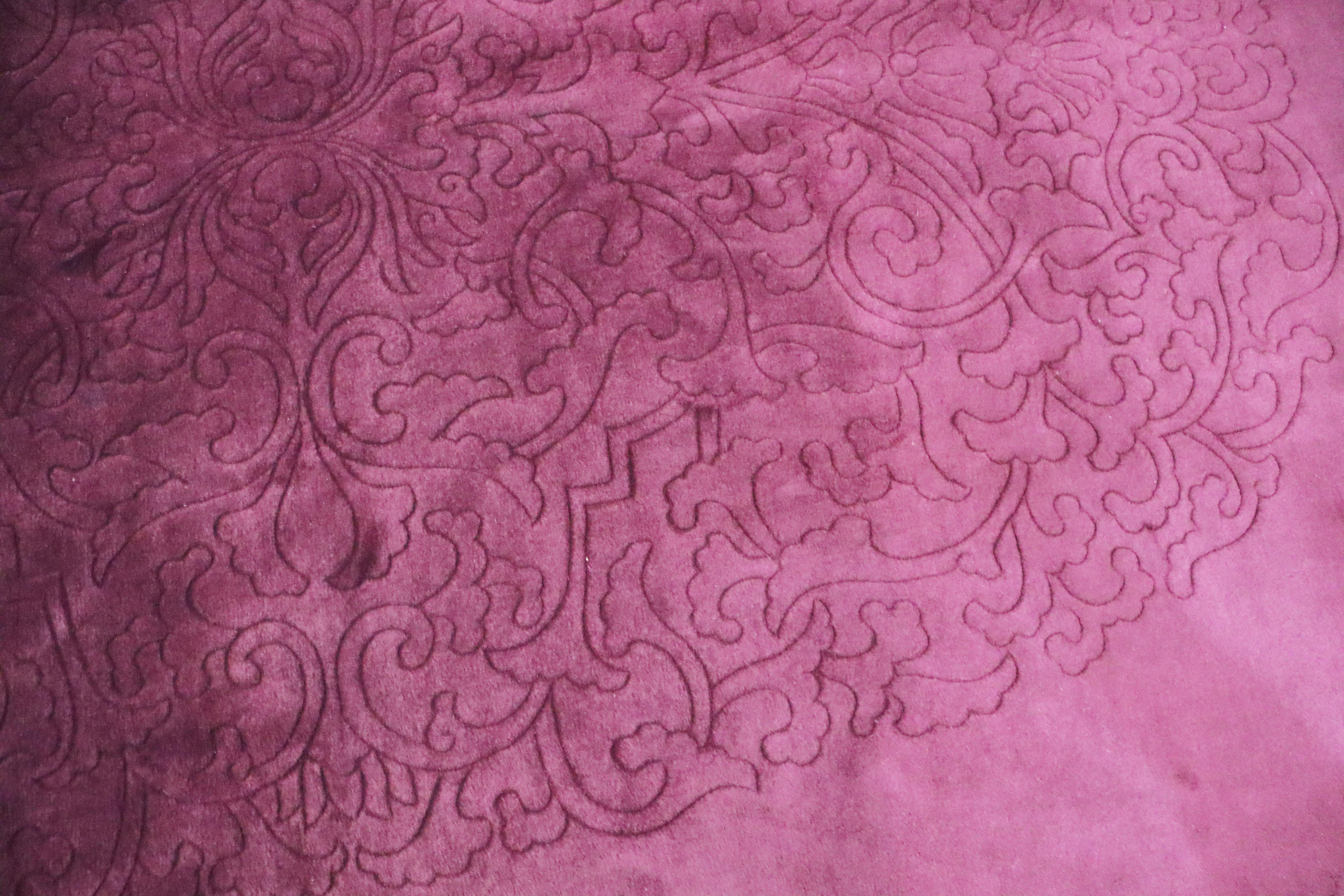 Antique Art Deco Carpet, Solid Light Purple, 8'9