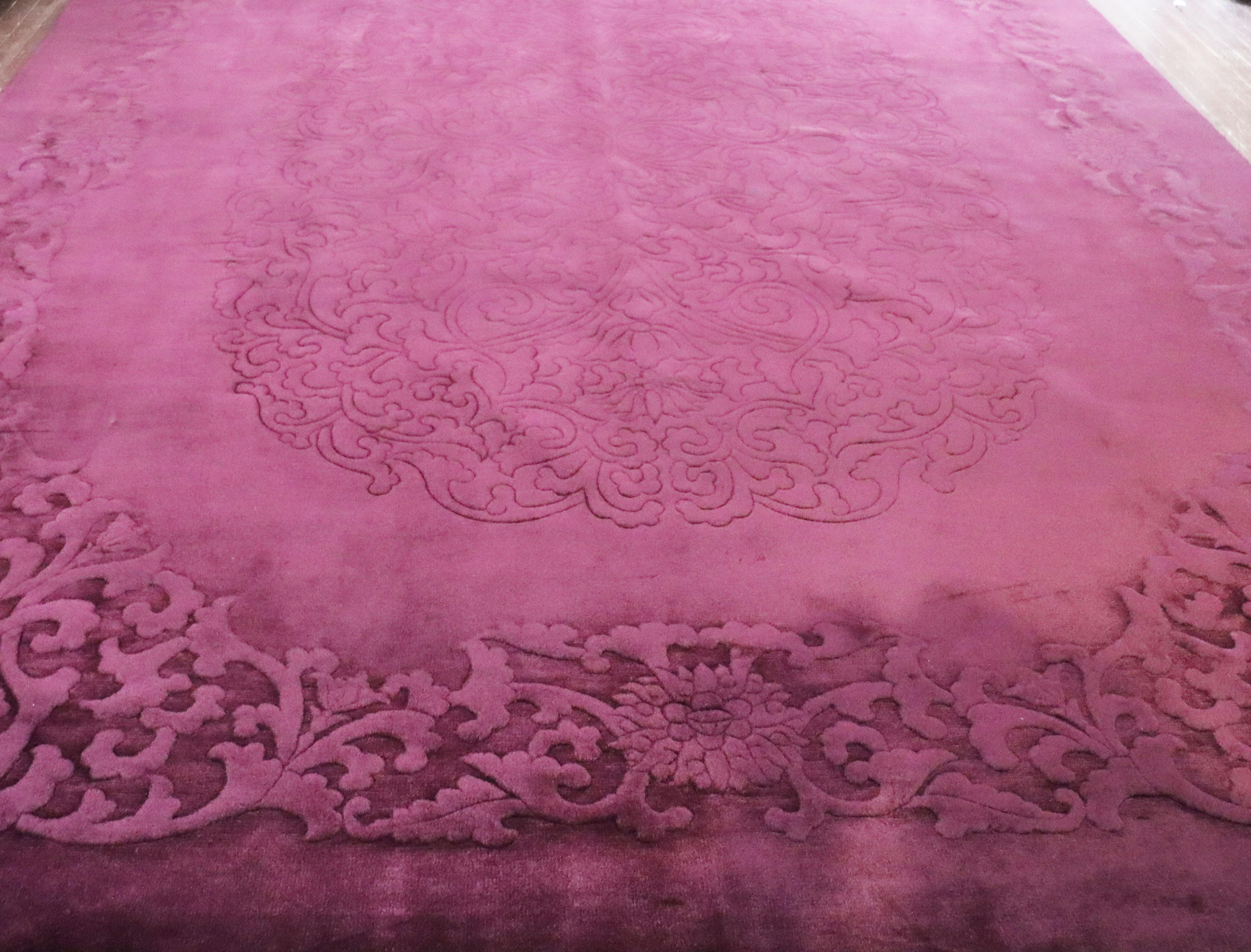20th Century Antique Art Deco Carpet, Solid Light Purple, 8'9