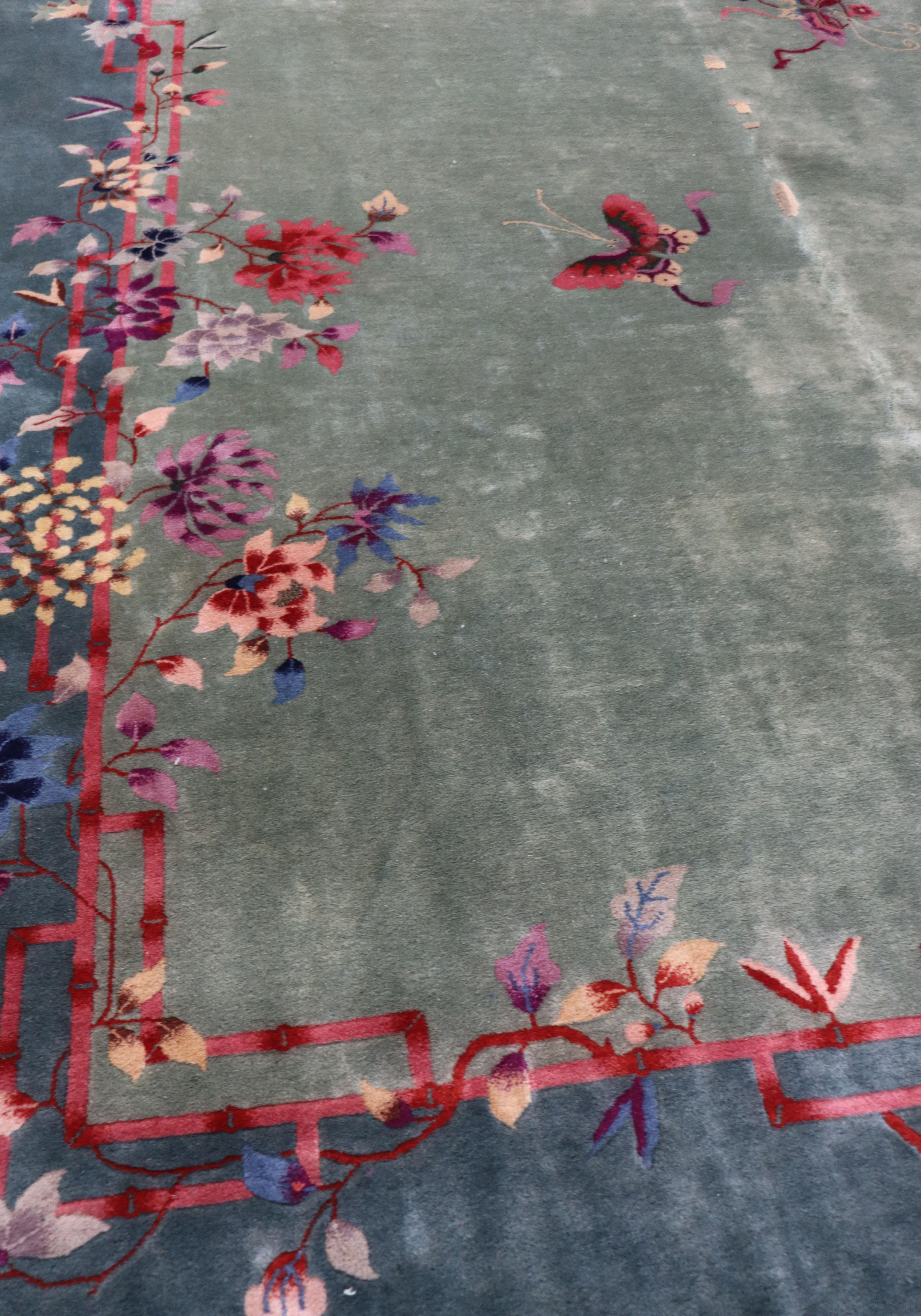 Antique Art Deco Carpet, Two Love Butterflies 2