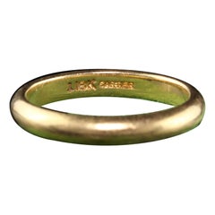 Fascia nuziale classica antica Art Deco Cartier in oro giallo 18K