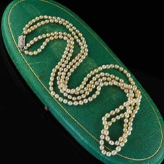 Antique Art Deco Cartier Natural Pearl Double Strand Necklace 24 inches - GIA