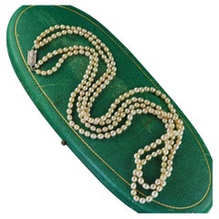 Antique Art Deco Cartier Natural Pearl Double Strand Necklace 24 inches - GIA