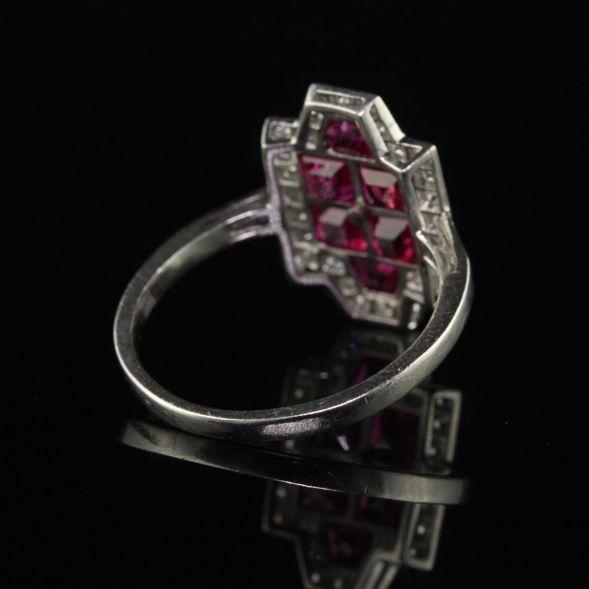 Antique Art Deco Cartier Platinum Burmese Ruby and Diamond Ring 2