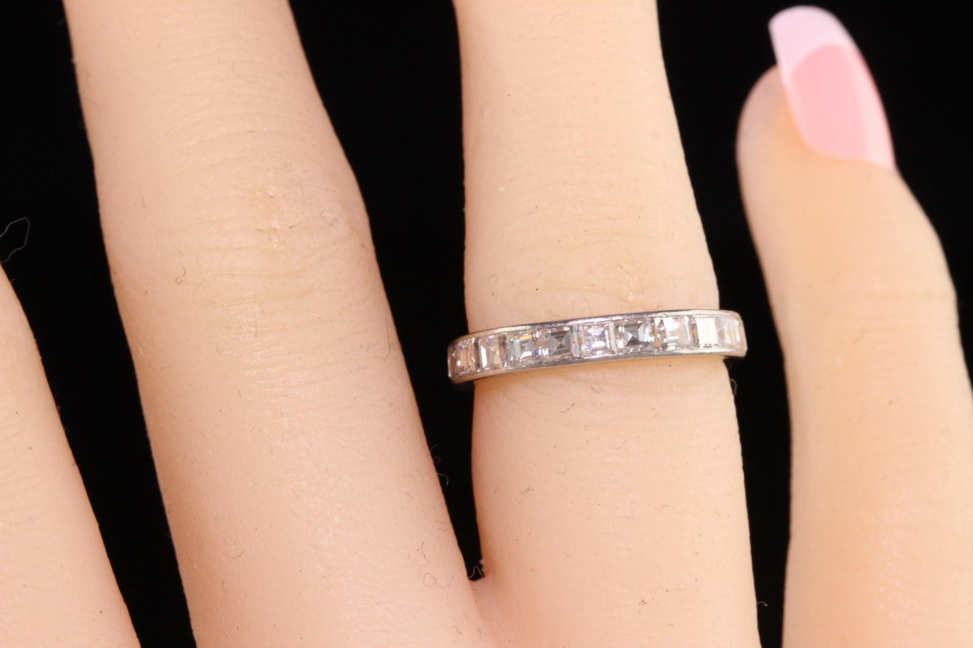Antiguo Anillo de Eternidad Art Decó Cartier Platino Corte Carre Diamante 1
