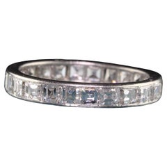 Antiker Art Deco Cartier Platin Carre Cut Diamant Ewigkeitsring