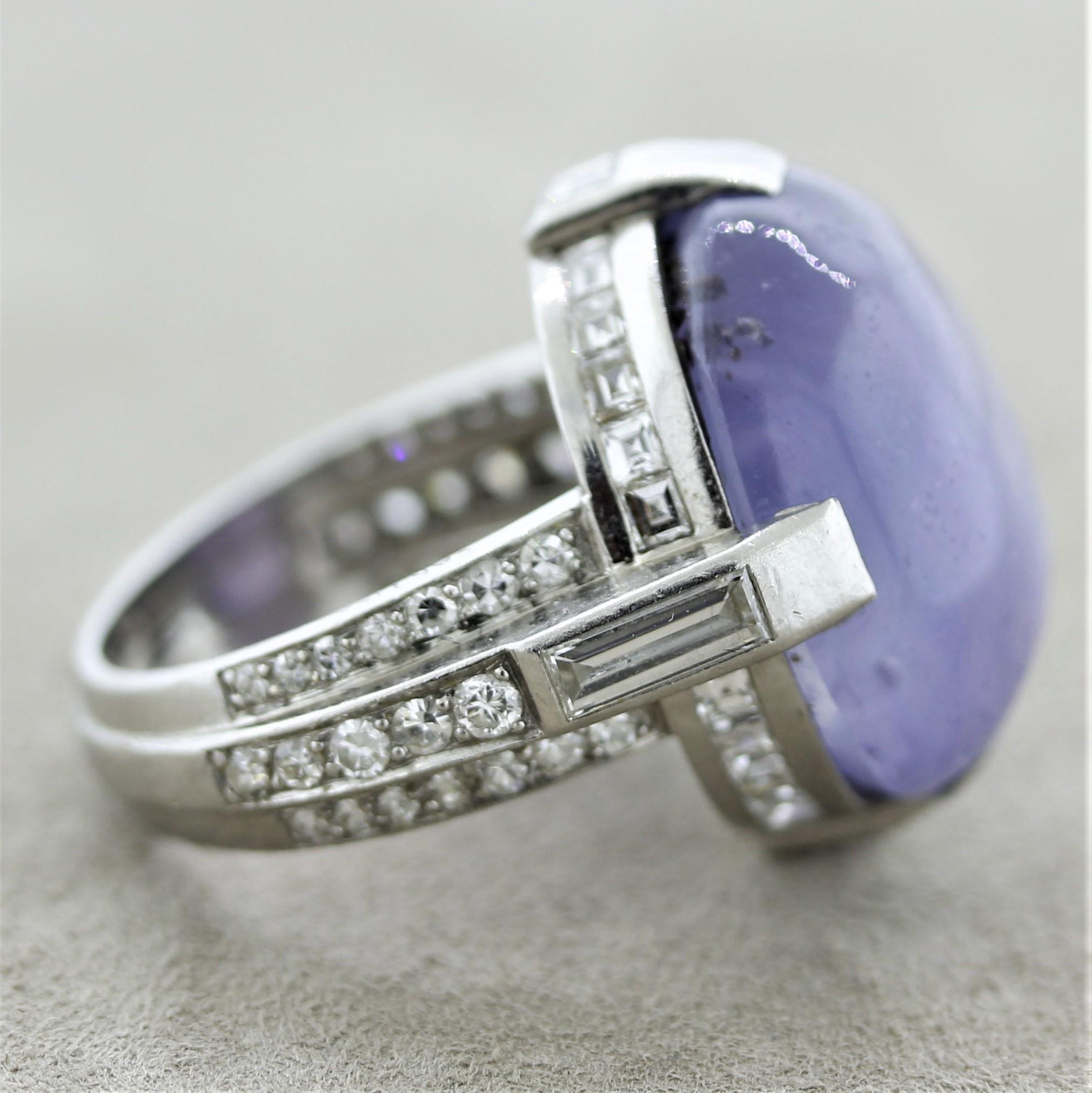 Women's Cartier Art Deco Star Sapphire Diamond Platinum Ring