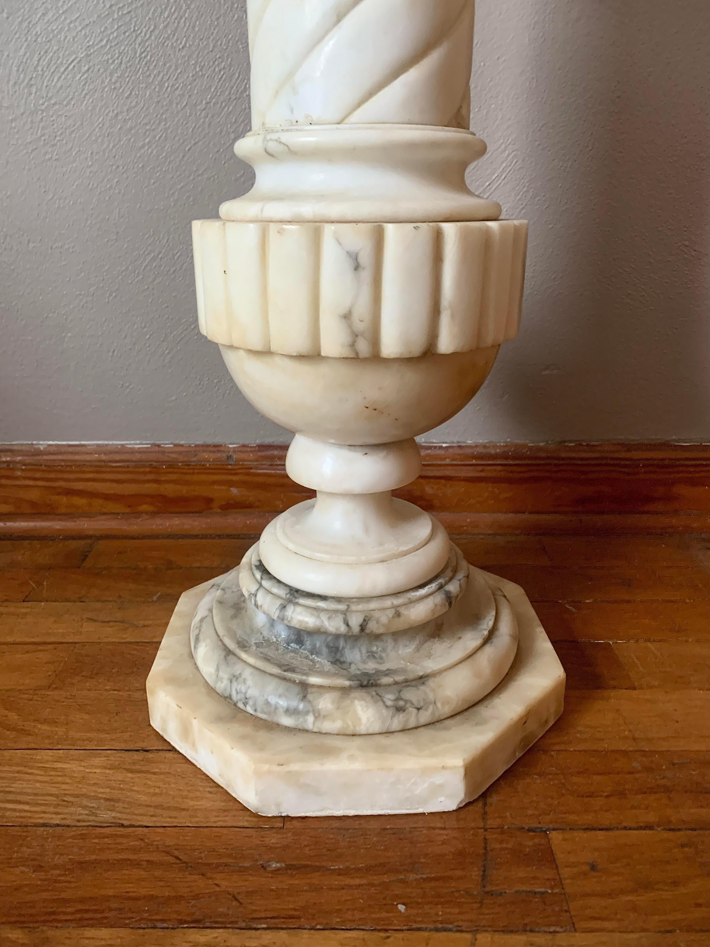 Antique Art Deco Carved Marble Bust of Woman by Paul Philippe on Pedestal 4