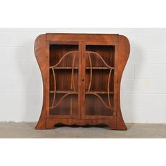 Antique Art Deco Carved Walnut Bookcase or Display Cabinet, Circa 1920s
