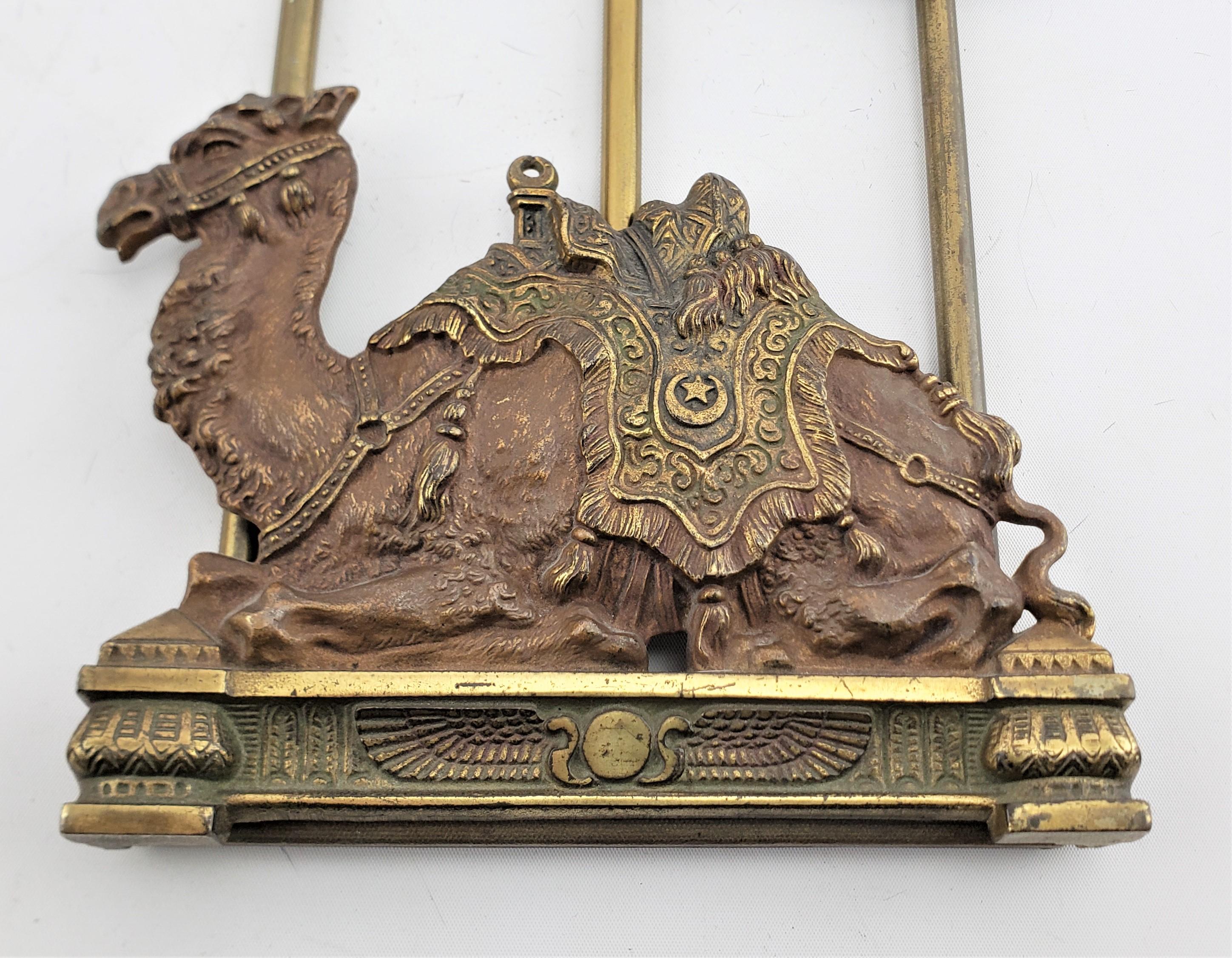 Antique Art Deco Cast Bronze & Brass Collapsible Book Stand with Camels For Sale 3