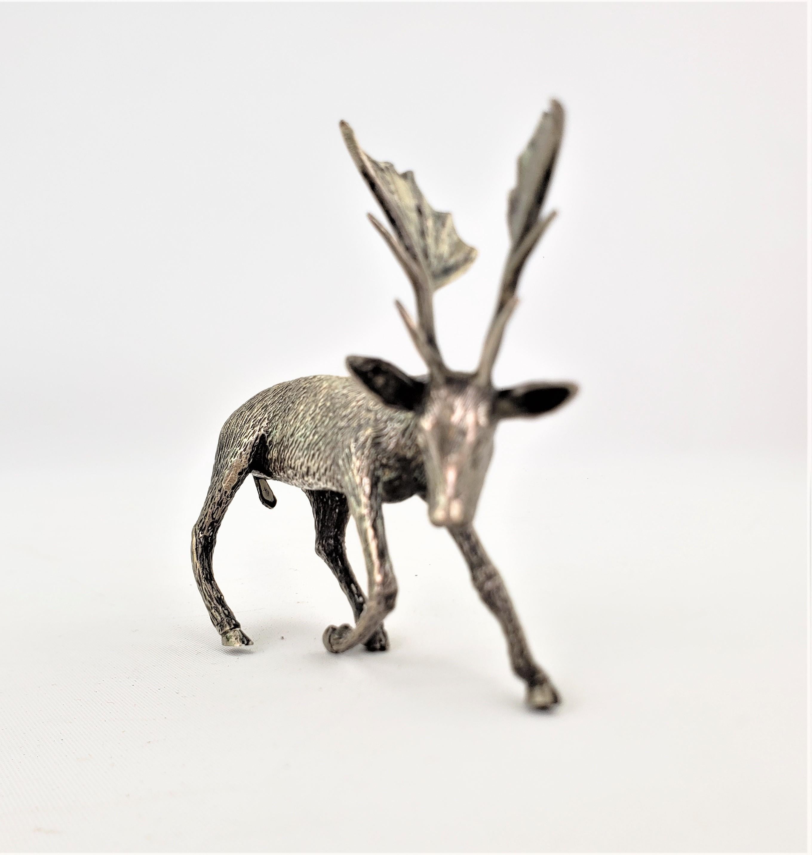 Antique Art Deco Cast Continental Silver Elk or Deer Sculpture or Figurine In Good Condition In Hamilton, Ontario