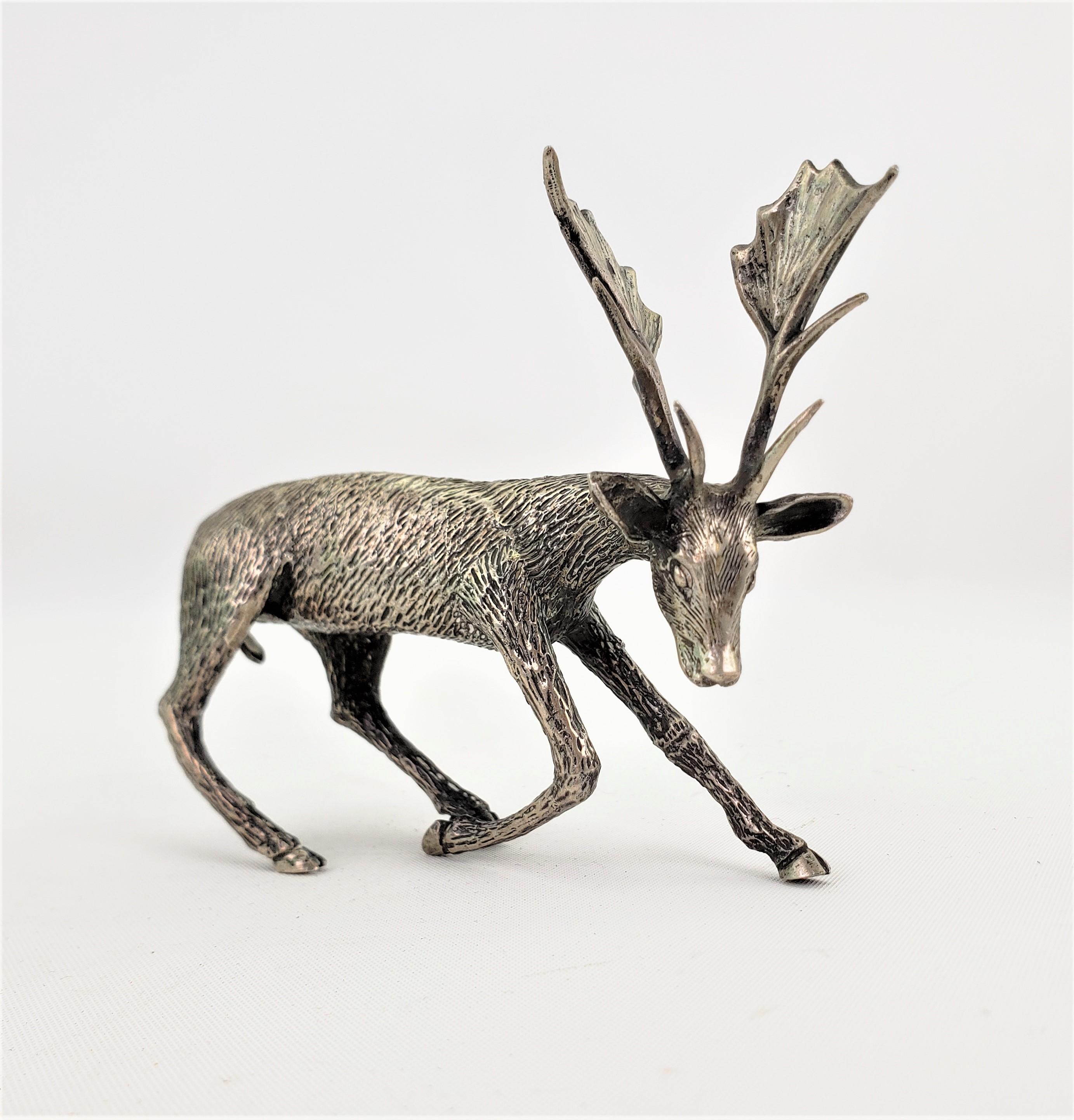 20th Century Antique Art Deco Cast Continental Silver Elk or Deer Sculpture or Figurine