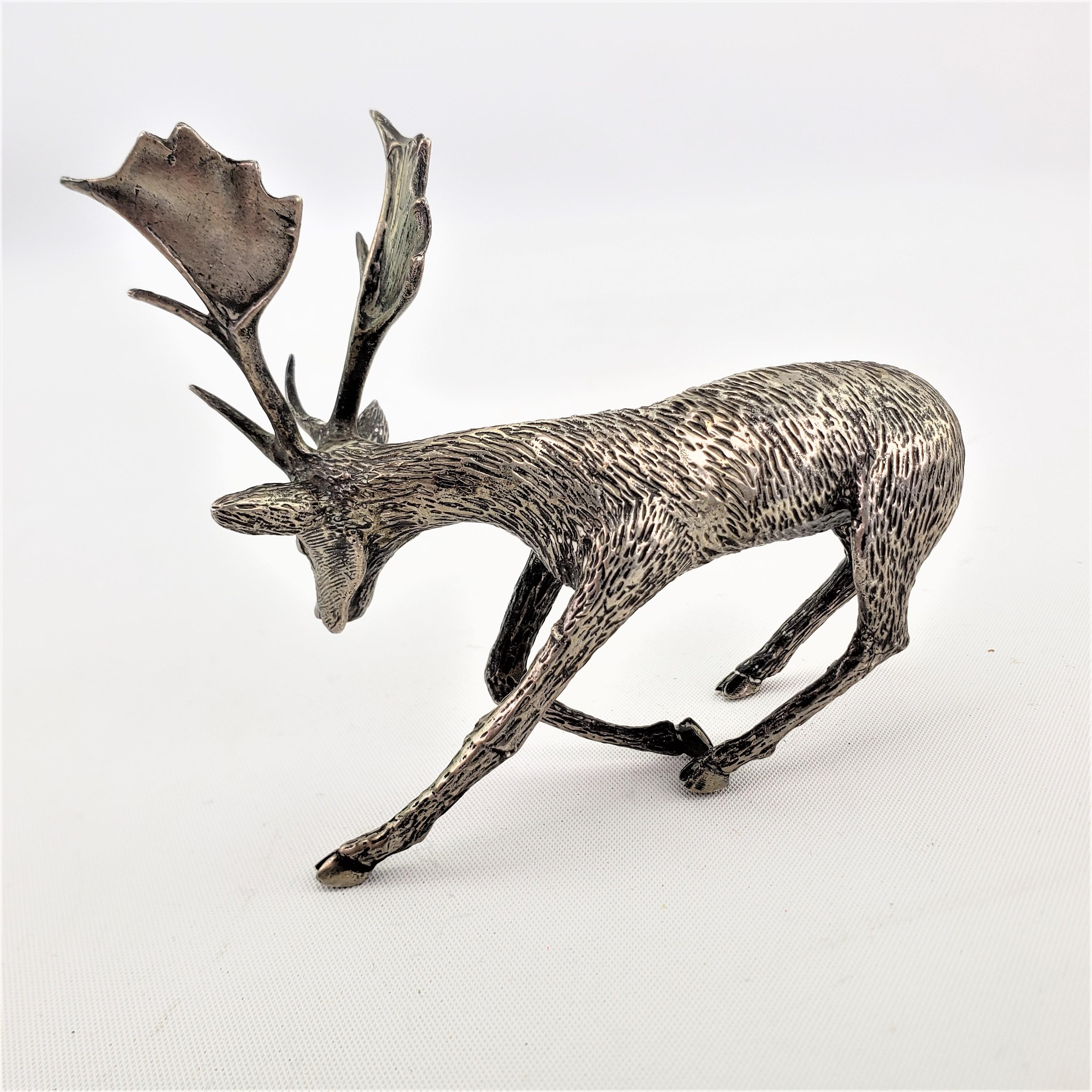 Antique Art Deco Cast Continental Silver Elk or Deer Sculpture or Figurine 3