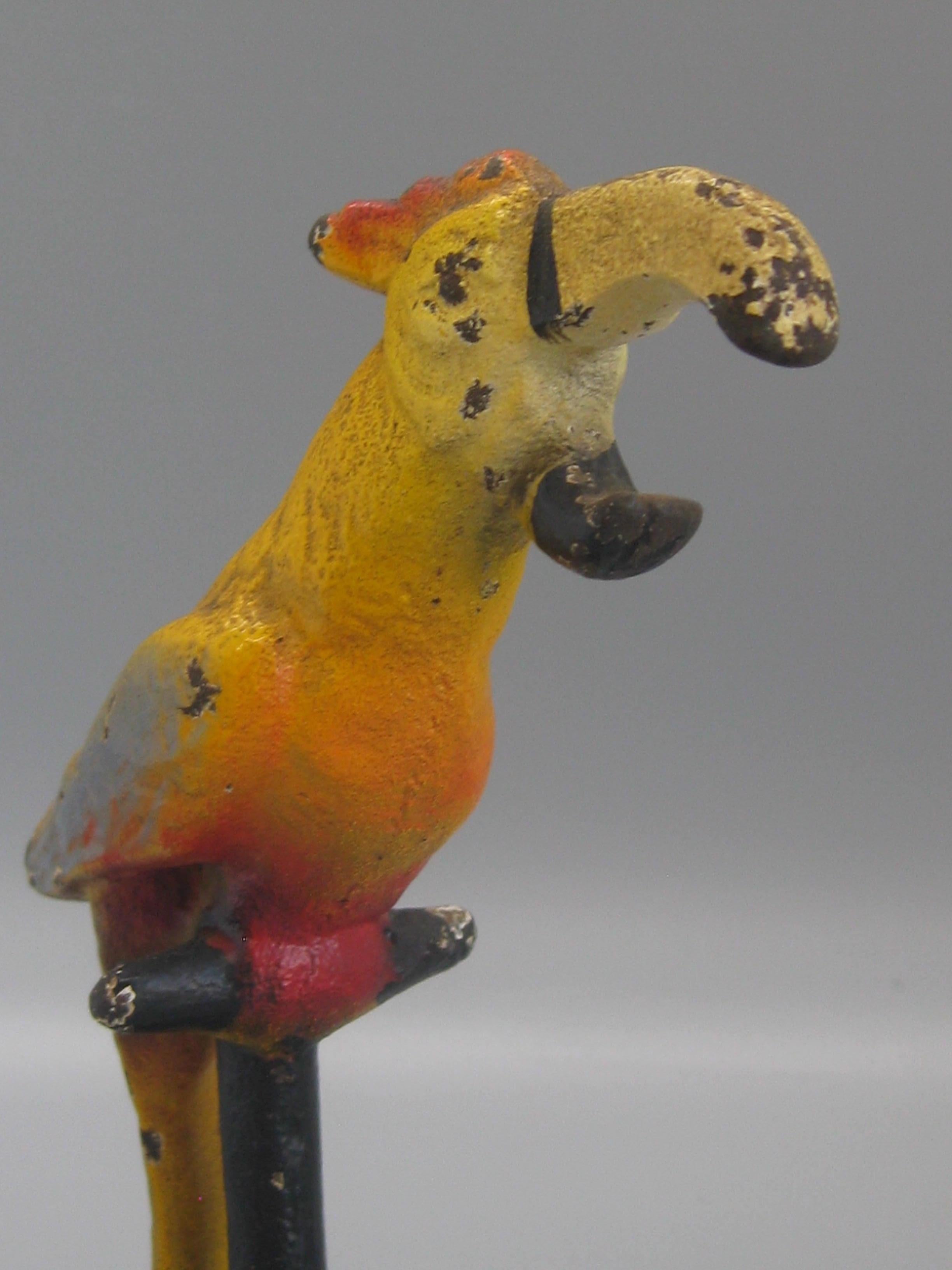 Antique Art Deco Cast Iron Cold Paint Parrot Bird Figural Barware Bottle Opener 4